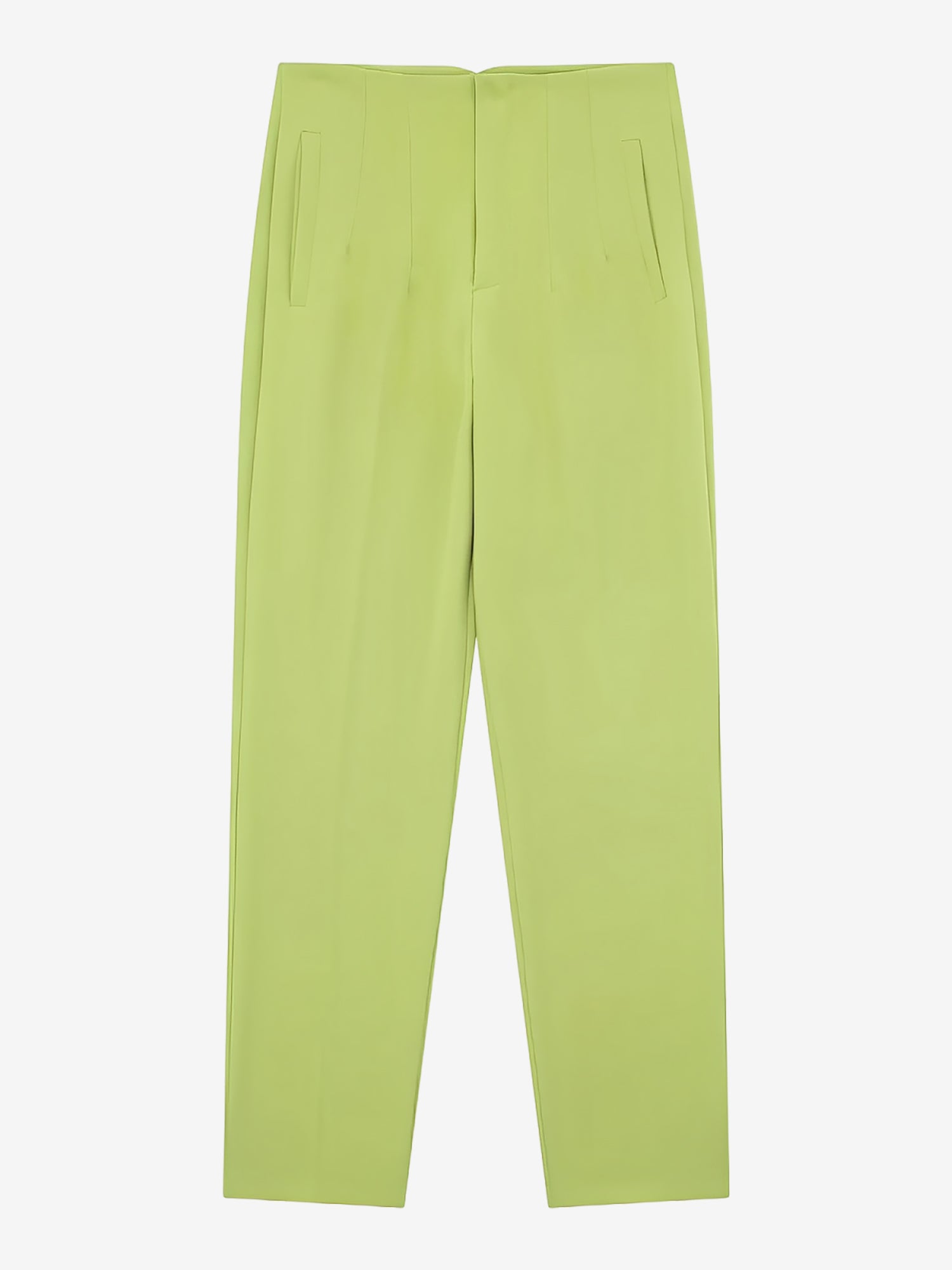 Slim Fit Solid Color Pleated Straight Leg Casual Pants