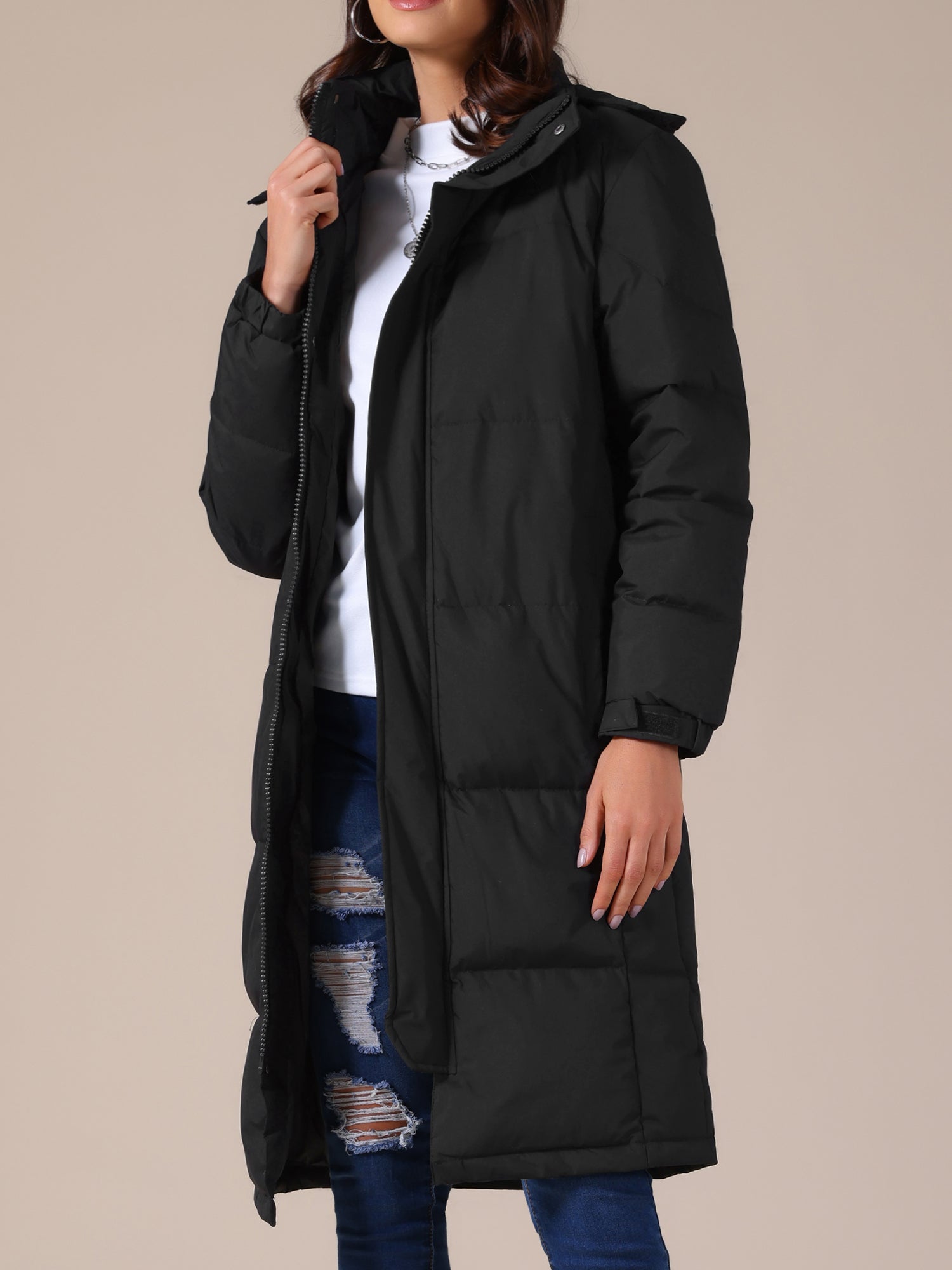 Winter Hooded Long Padded Down Puffer Jacket