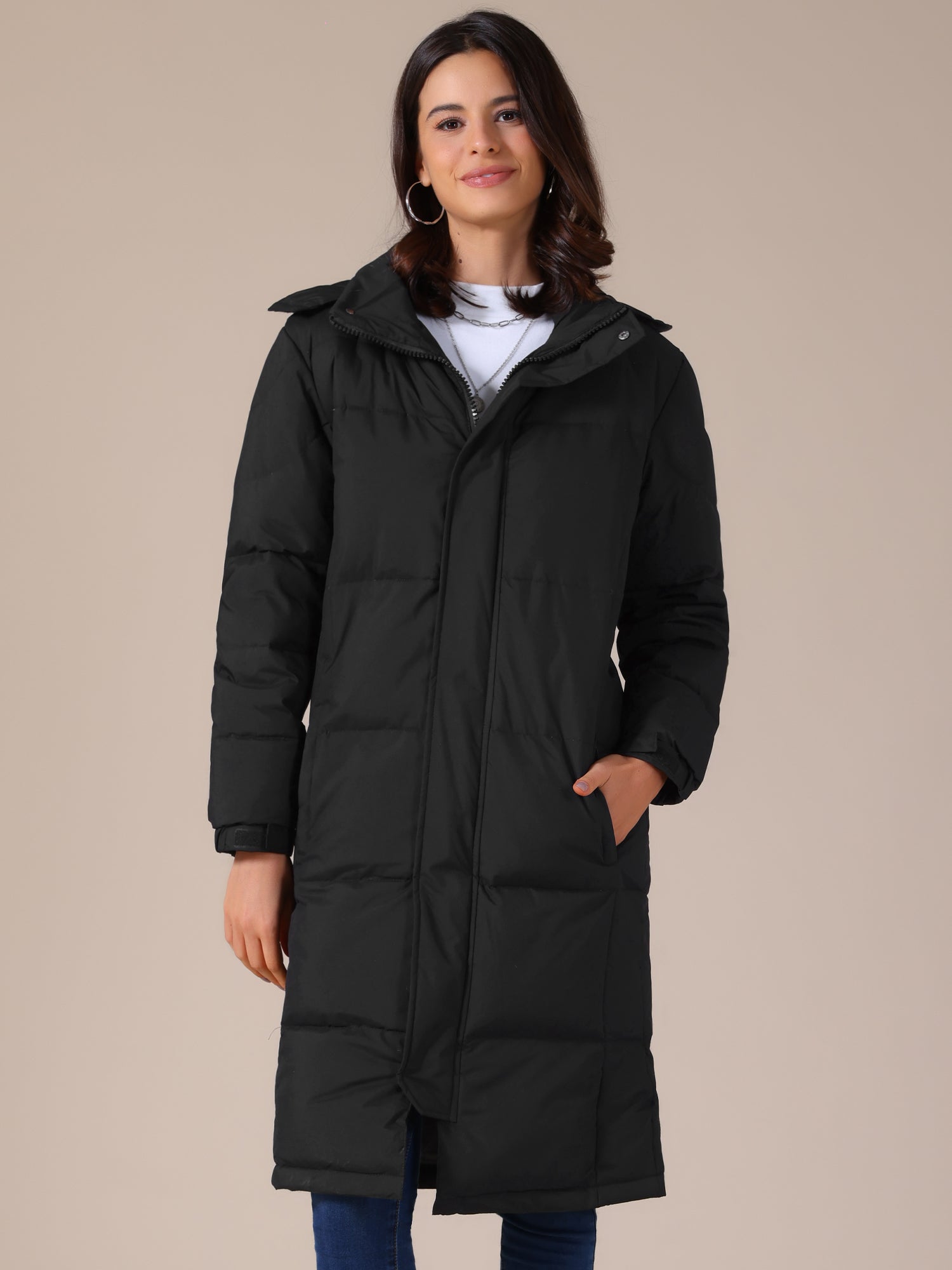 Winter Hooded Long Padded Down Puffer Jacket