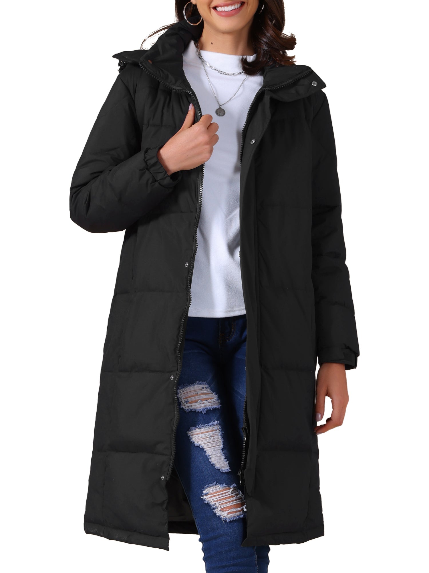 Winter Hooded Long Padded Down Puffer Jacket