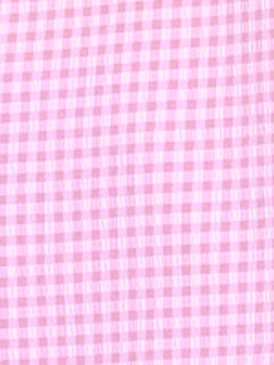 Square Neck Short Sleeves Gingham Plaid Blouse