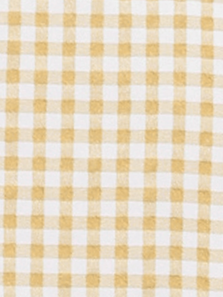 Plaid Puff Short Sleeve Gingham Peter Pan Collar Button Down Shirt