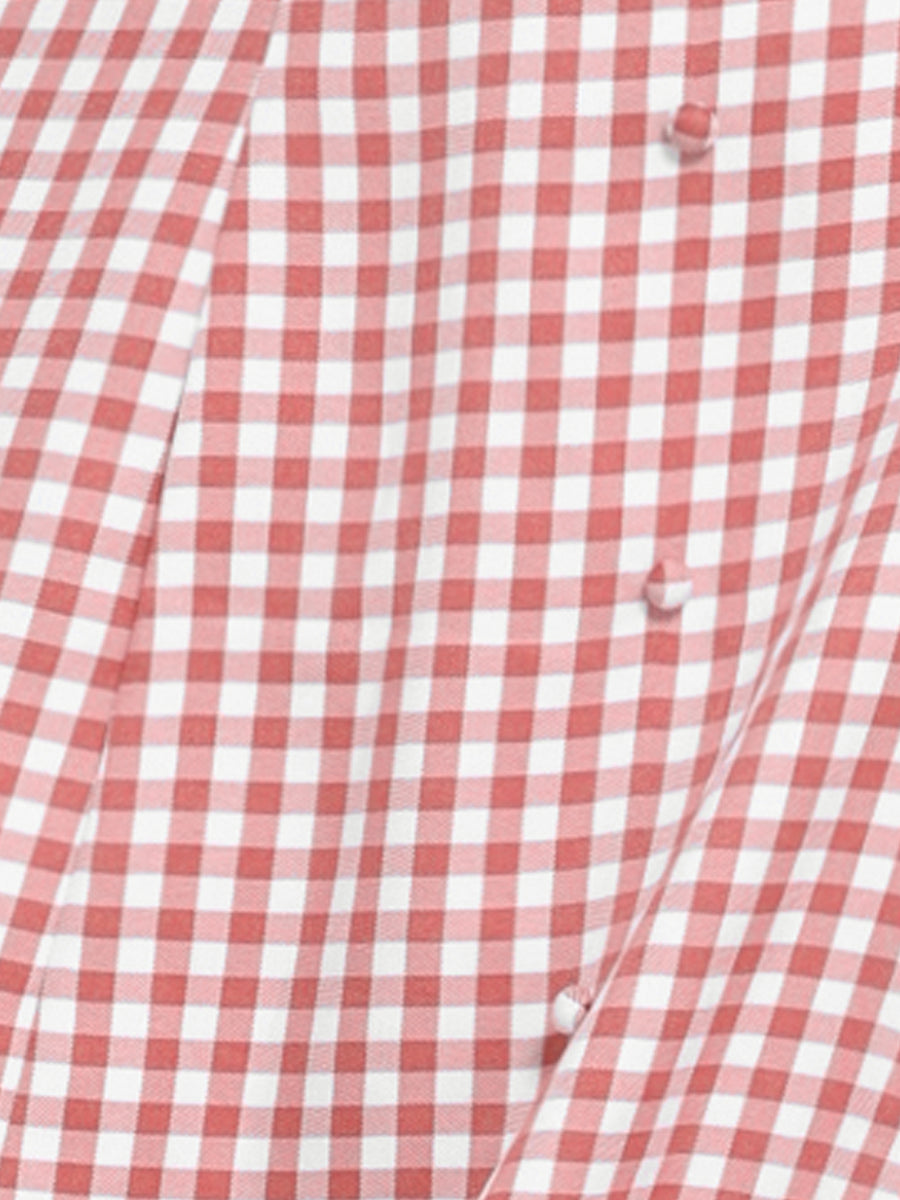 Gingham Checks Ruffled Peter Pan Collar 1960s Vintage Mini Dress