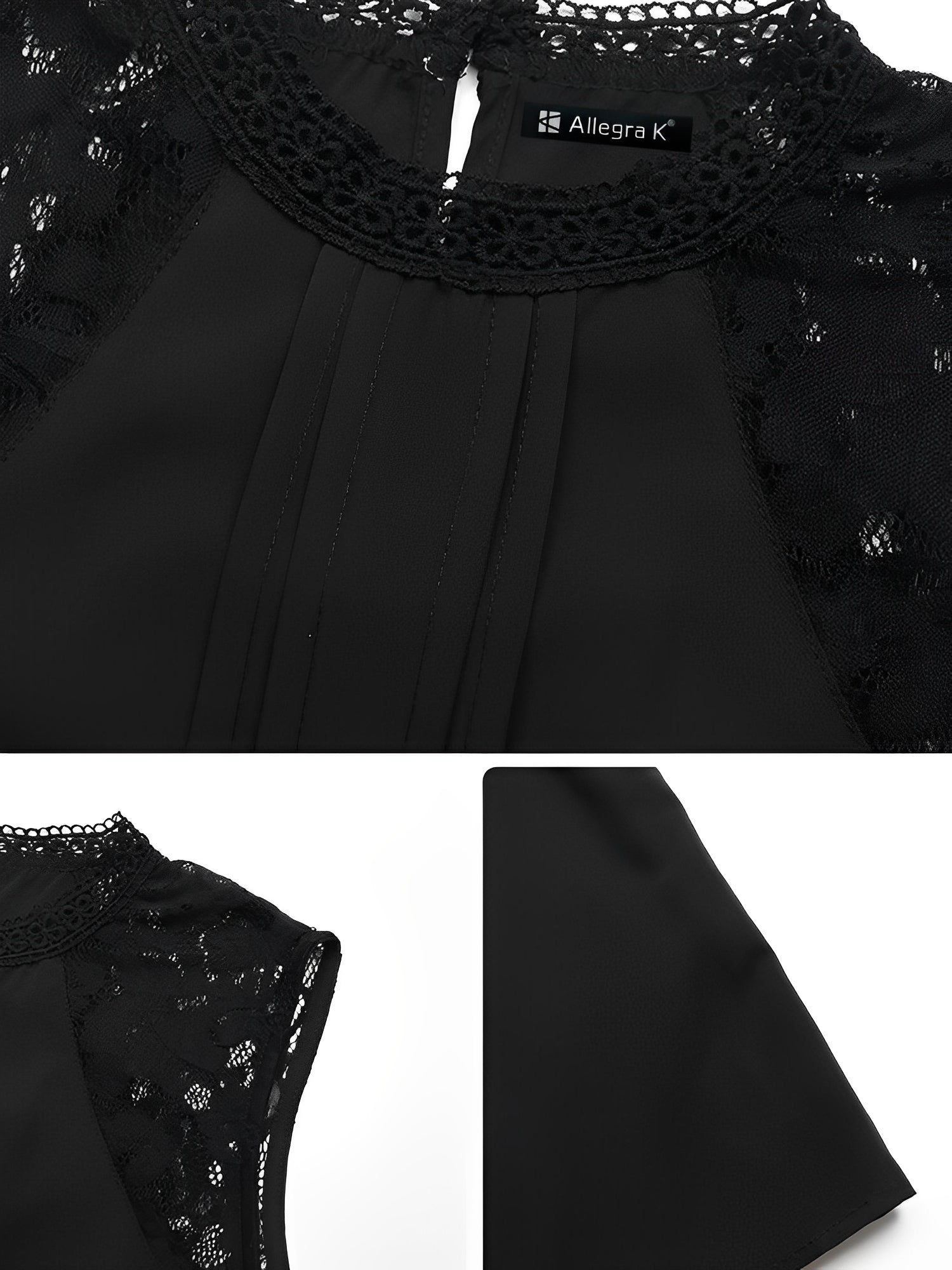Lace Patchwork Mock Neck Sleeveless Blouse