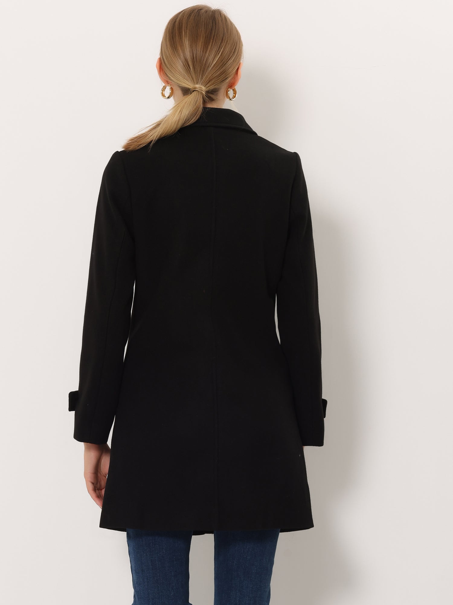 Winter Peter Pan Collar Mid-thigh A-line Single Breasted Pea Coat