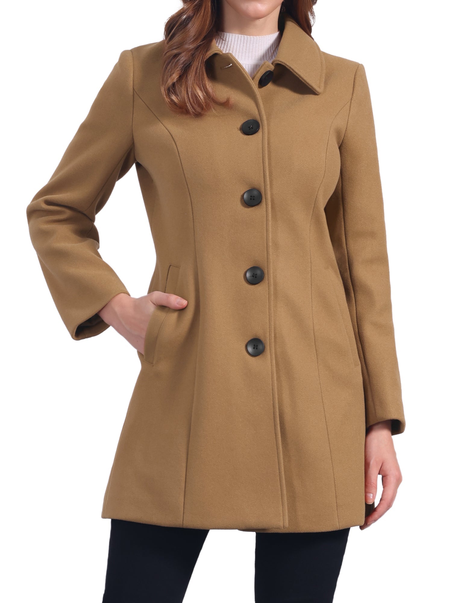 Solid Winter Single Breasted Long Warm Pocketed Pea Coat