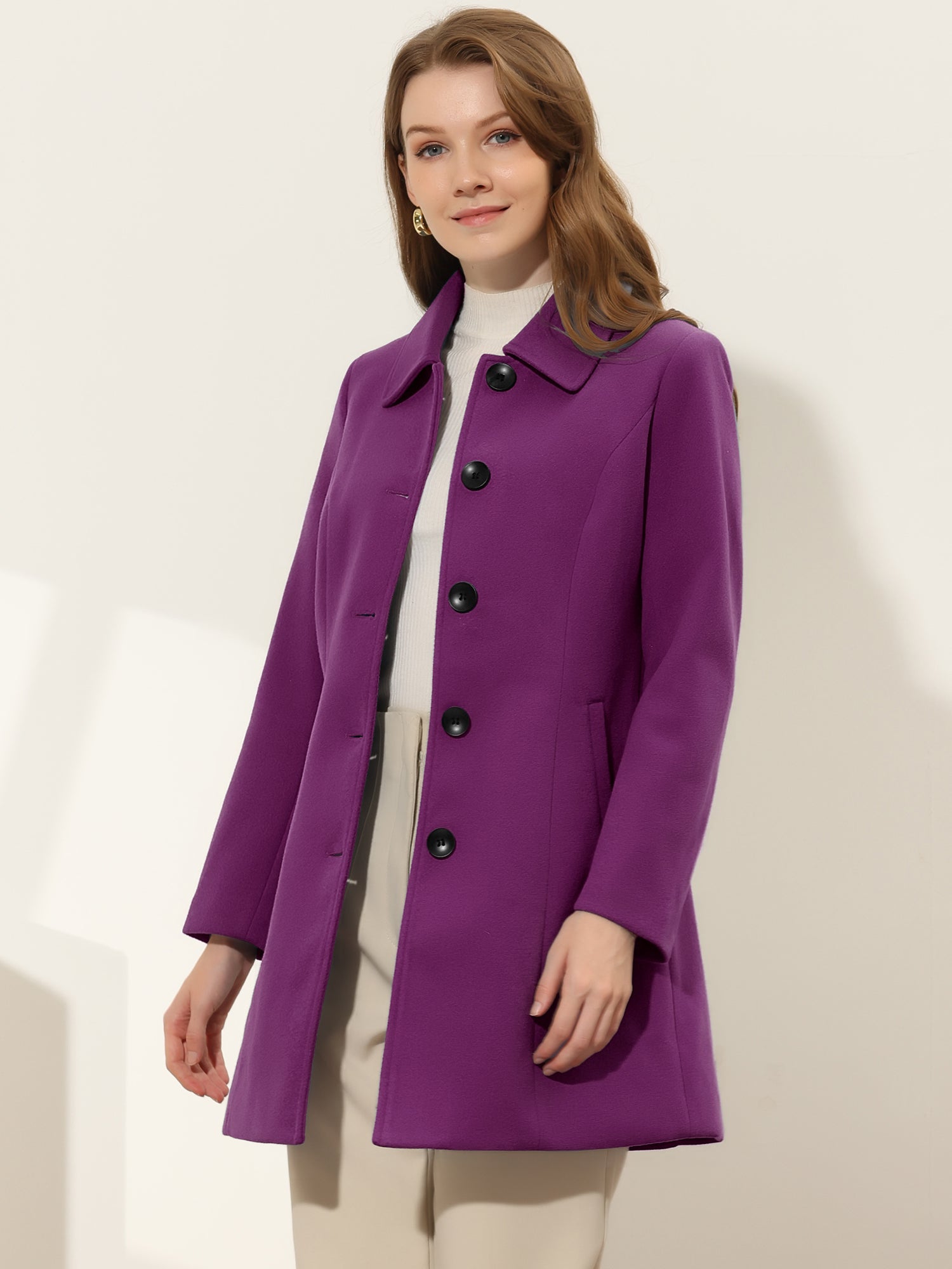 Solid Winter Single Breasted Long Warm Pocketed Pea Coat