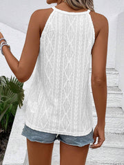 Round Neck Sleeveless Textured Casual Tank
