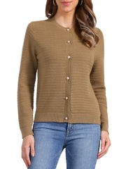 Crew Neck Button Down Long Sleeves Knitted Cardigan
