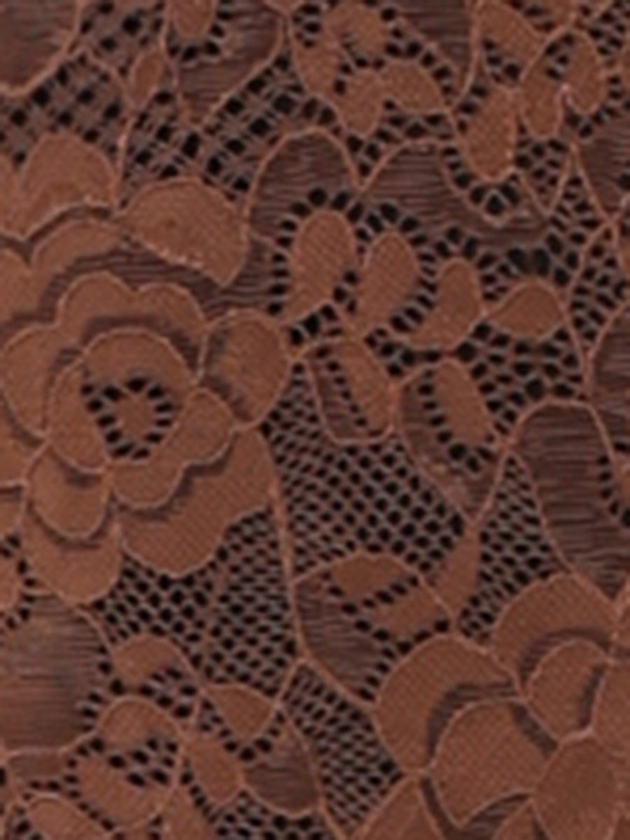 Elegant Floral Lace Short Sleeve Keyhole Back Fitted Blouse