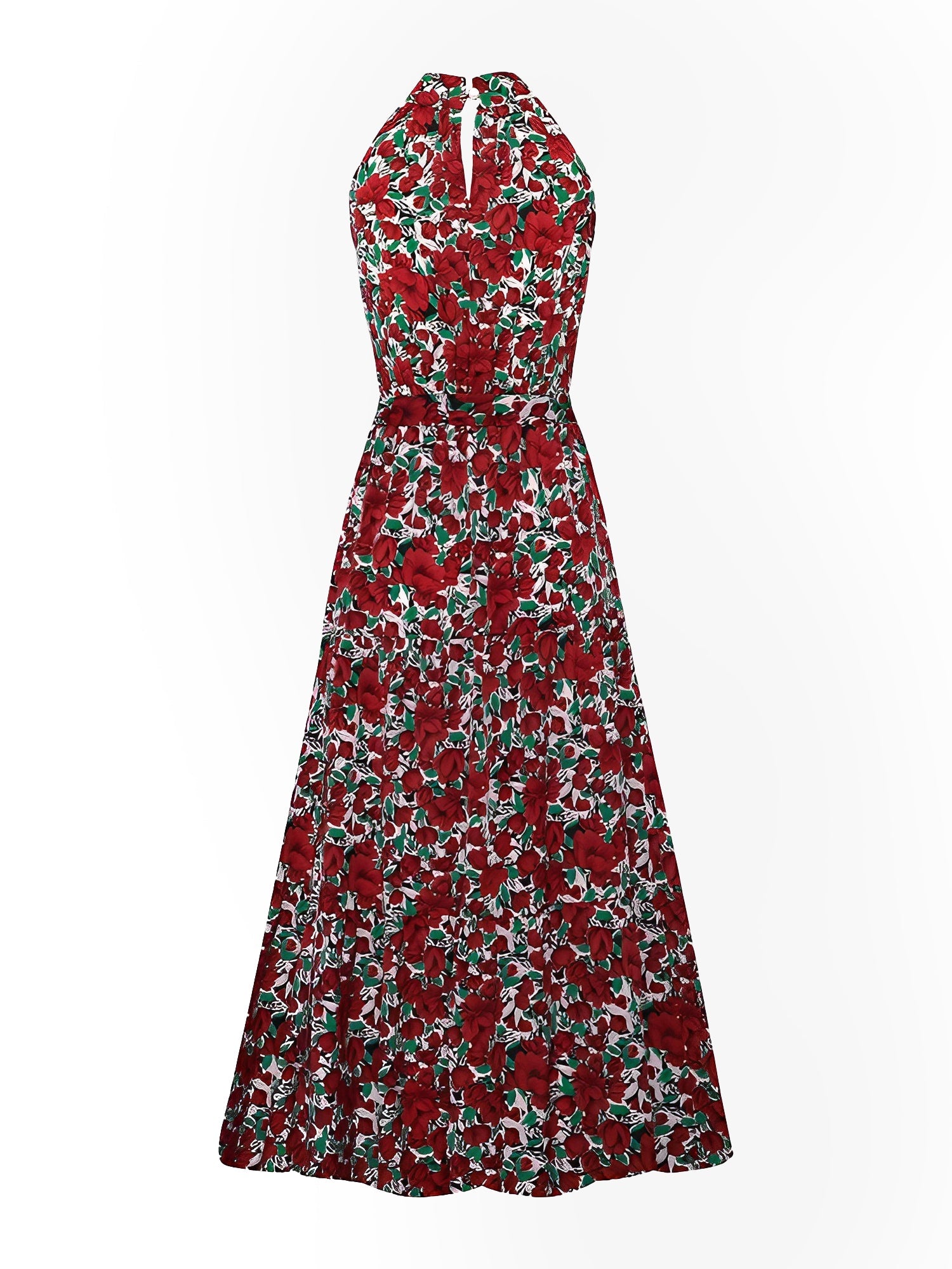 Floral Halter Sleeveless Tiered Maxi Dress