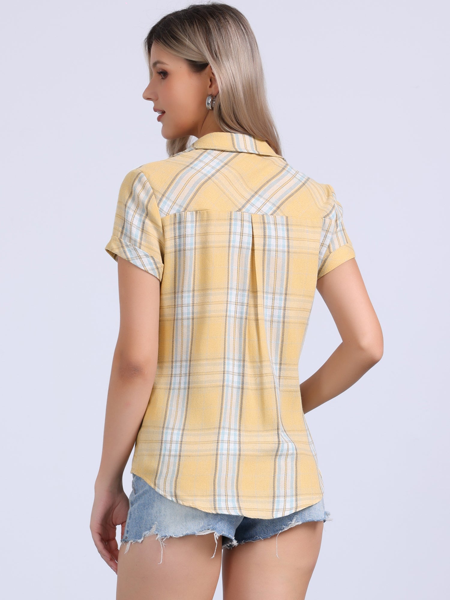 Classic Plaid Button Down Short Sleeve Shirt