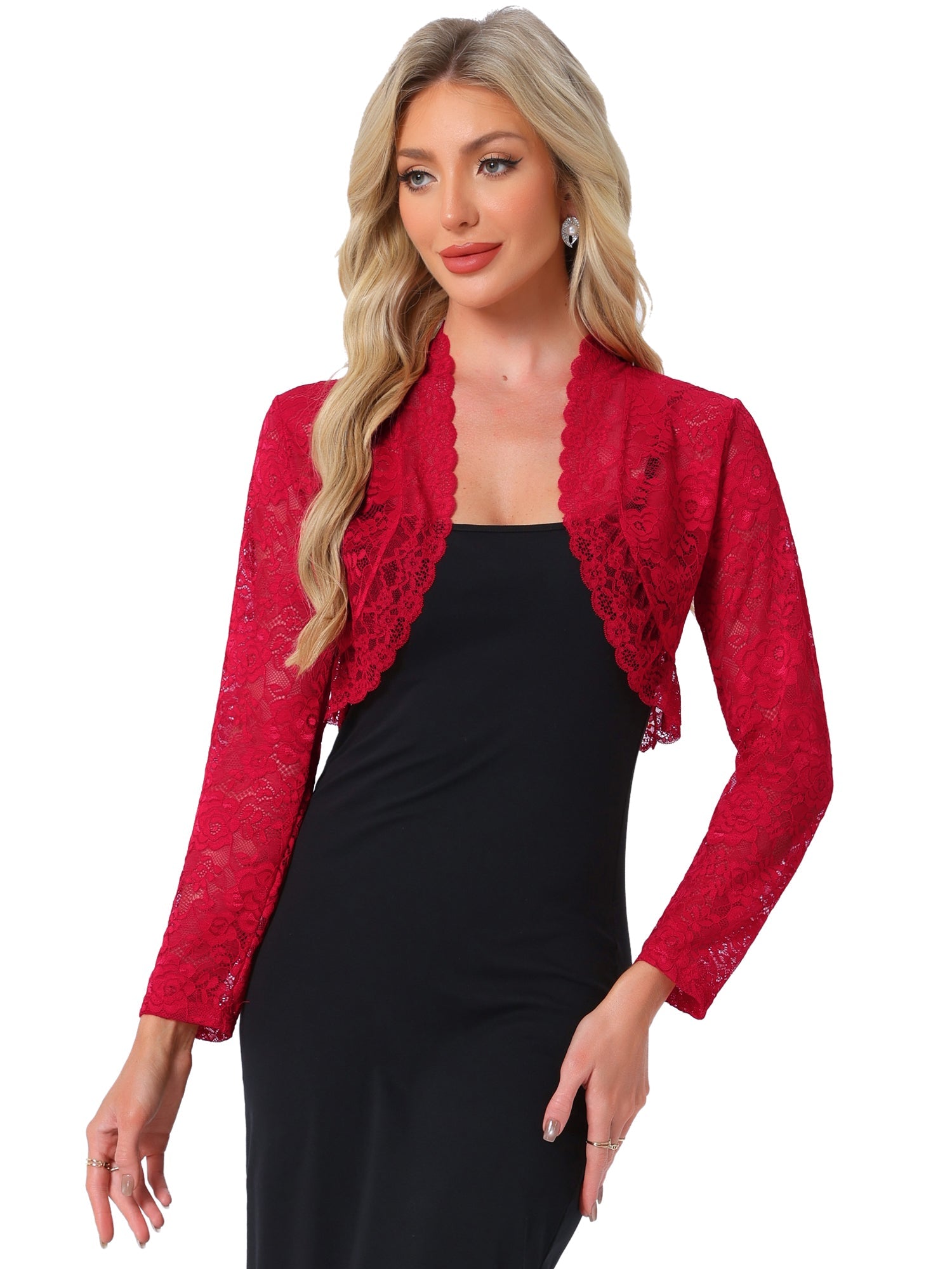 Elegant Sheer Floral Lace Cropped Bolero Shrugs
