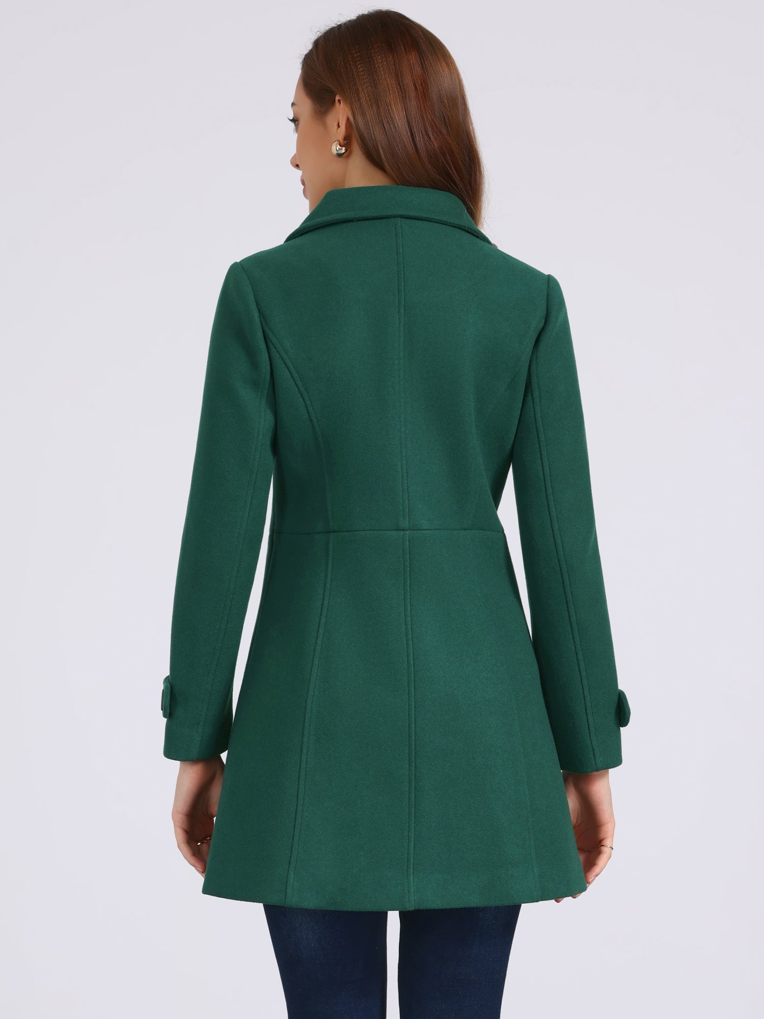 Peter Pan Collar Single Breasted Winter Outwear Buttoned Long Coat