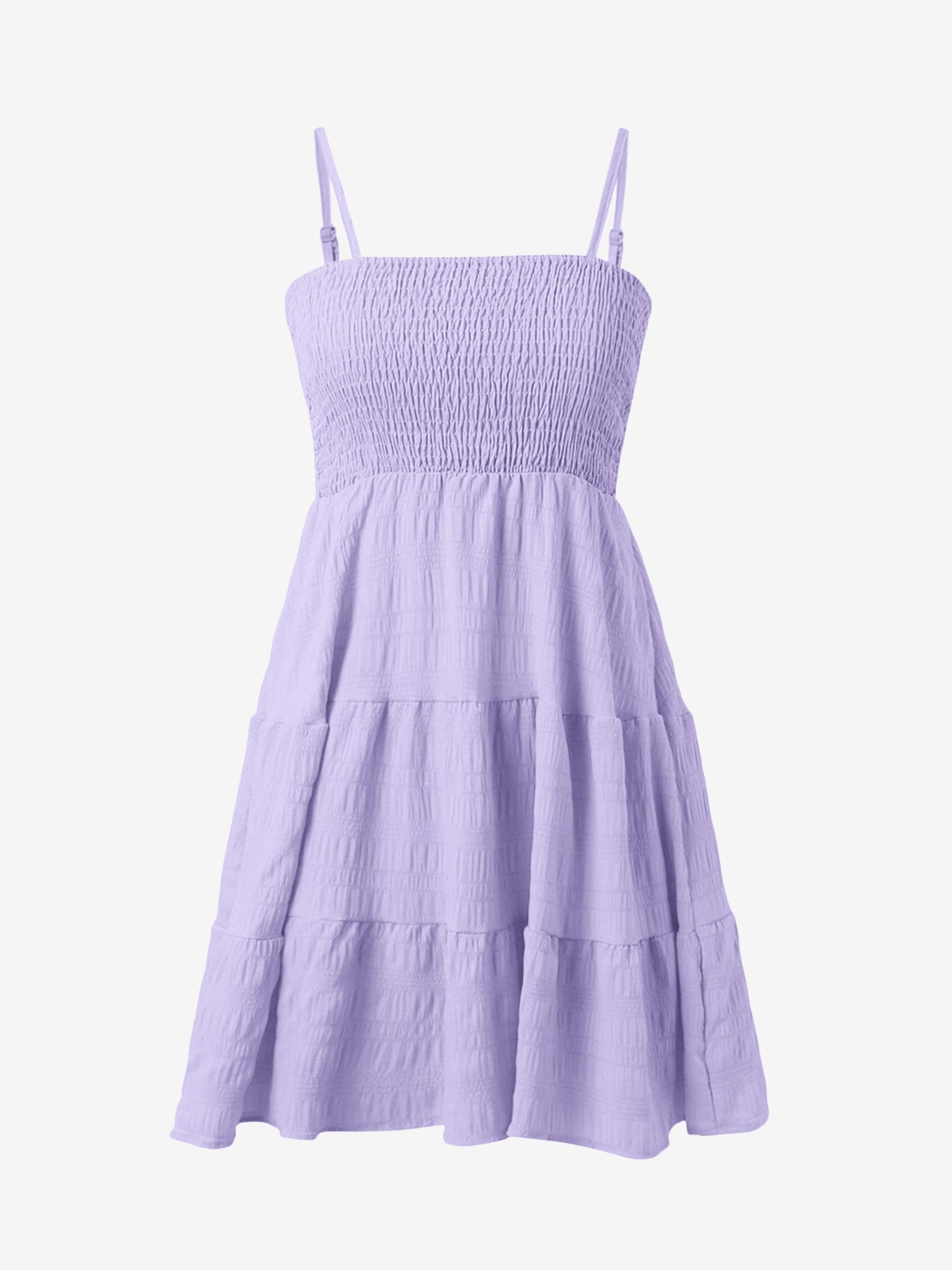 Spaghetti Strap Smocked Tiered Textured Dress