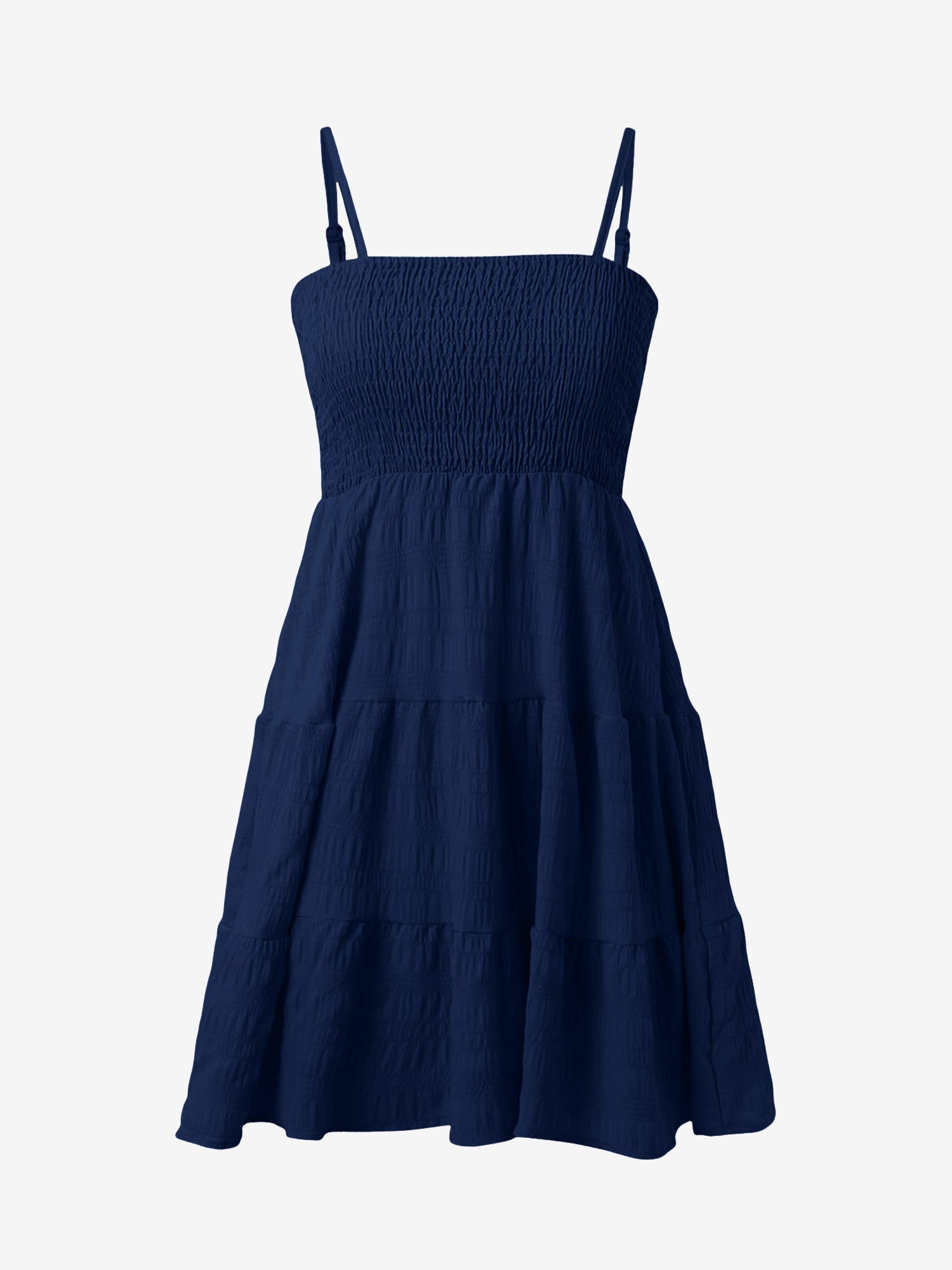 Spaghetti Strap Smocked Tiered Textured Dress