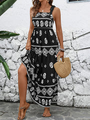 Boho Style Sleevesless Lace-Up Maxi Dress