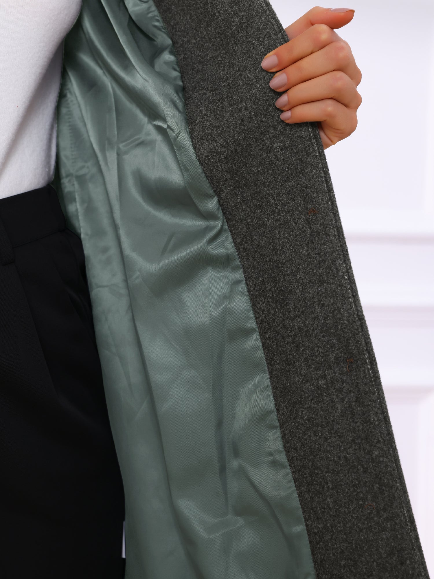 Elegant Winter Overcoat V Neck Single Breasted Long Coat