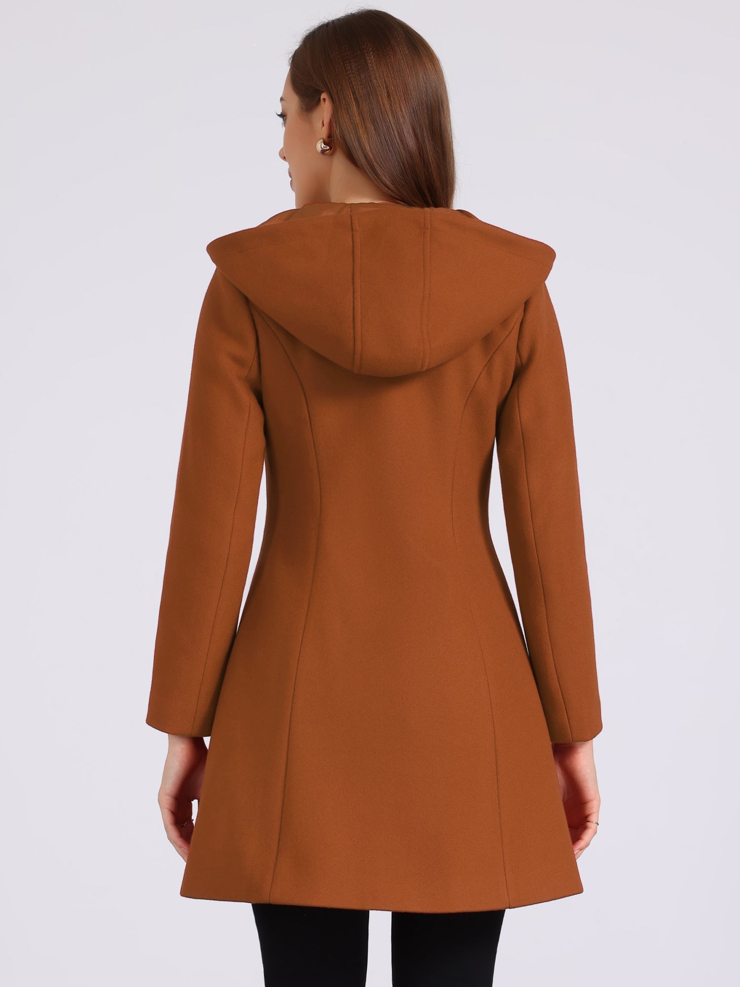 Hooded Toggle Button Up Duffle Coat Winter Outwear