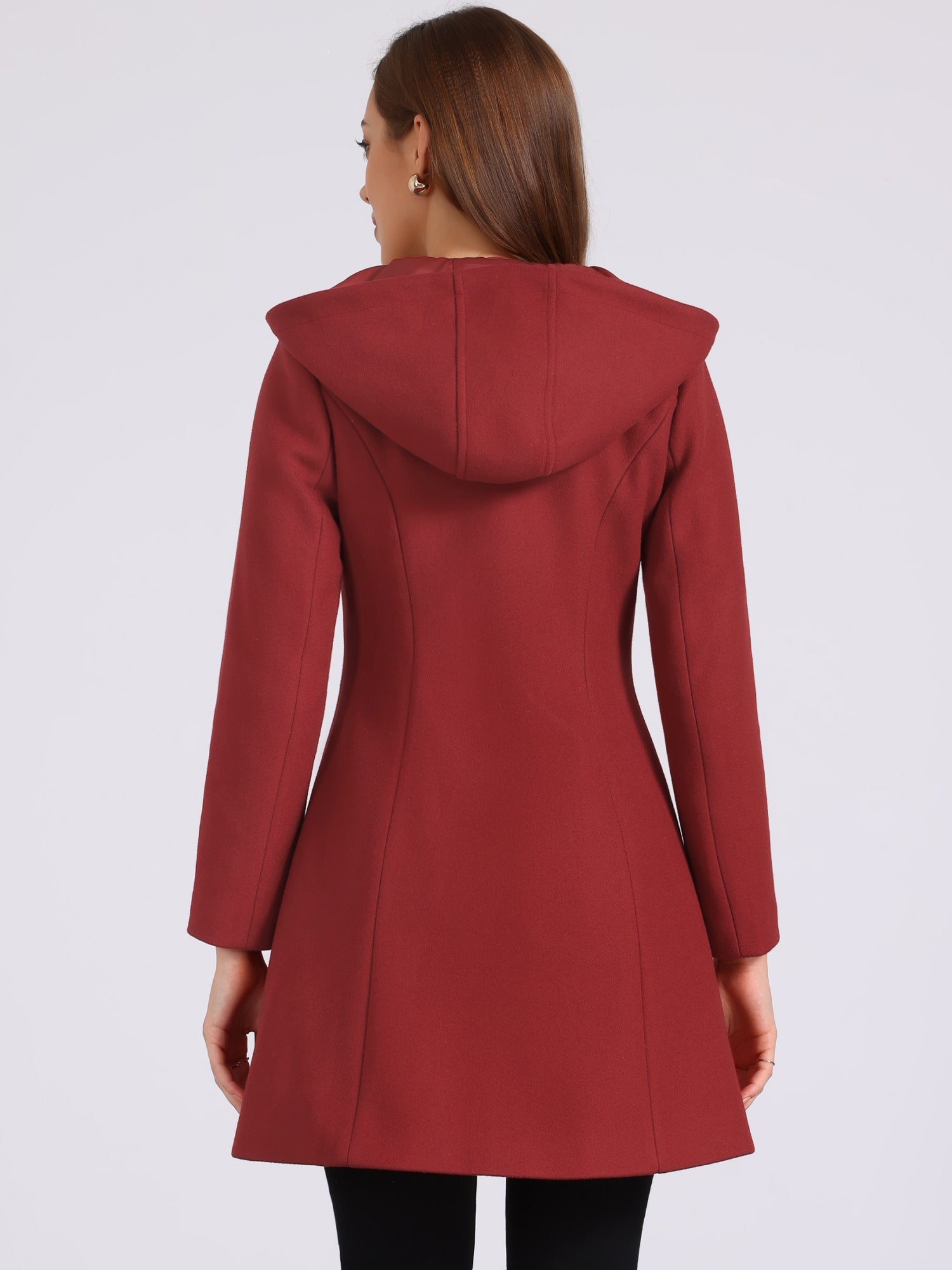Hooded Toggle Button Up Duffle Coat Winter Outwear