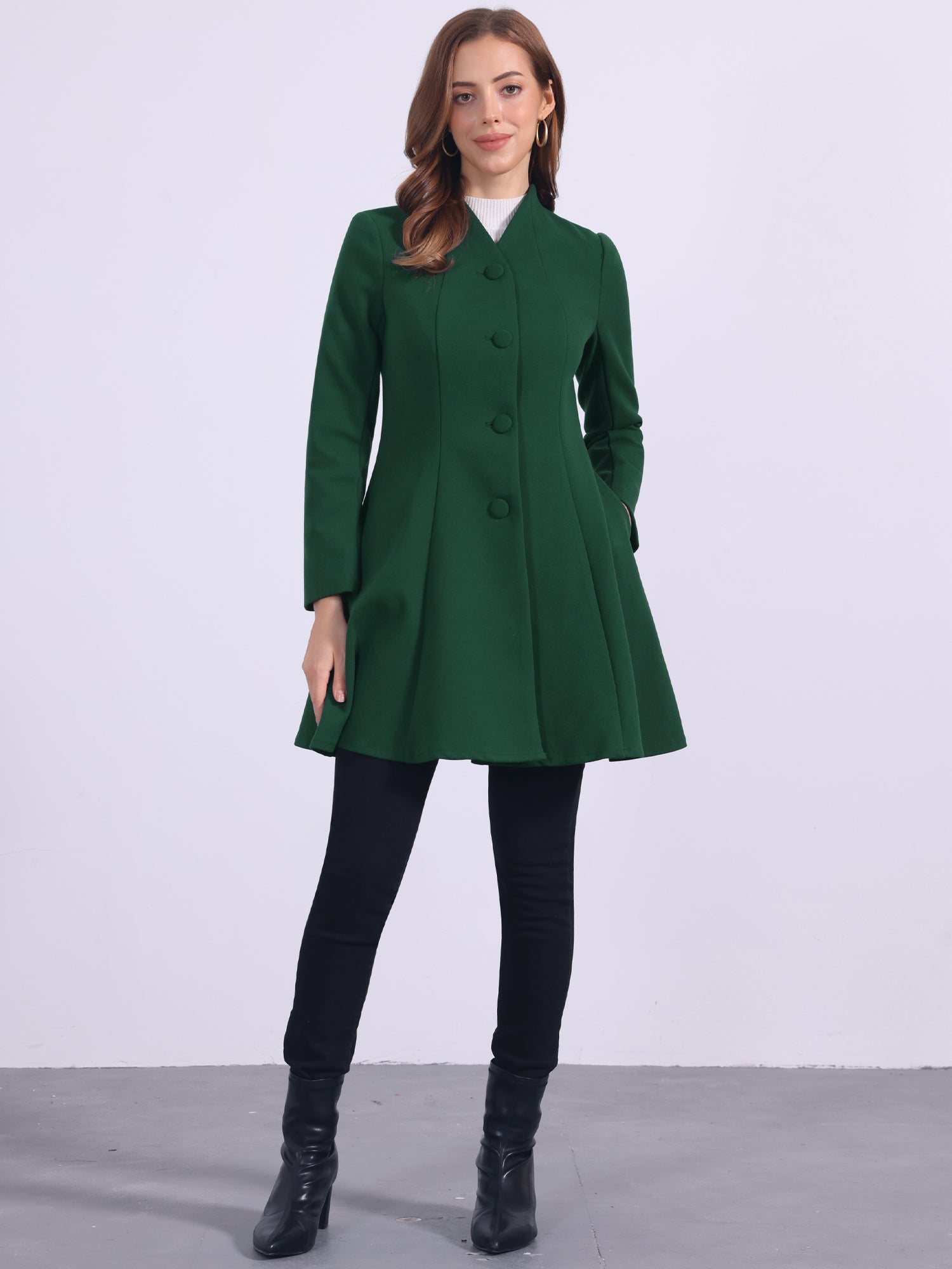 Single Breasted Long Sleeve Mid-Long Winter A Line Pea Coat