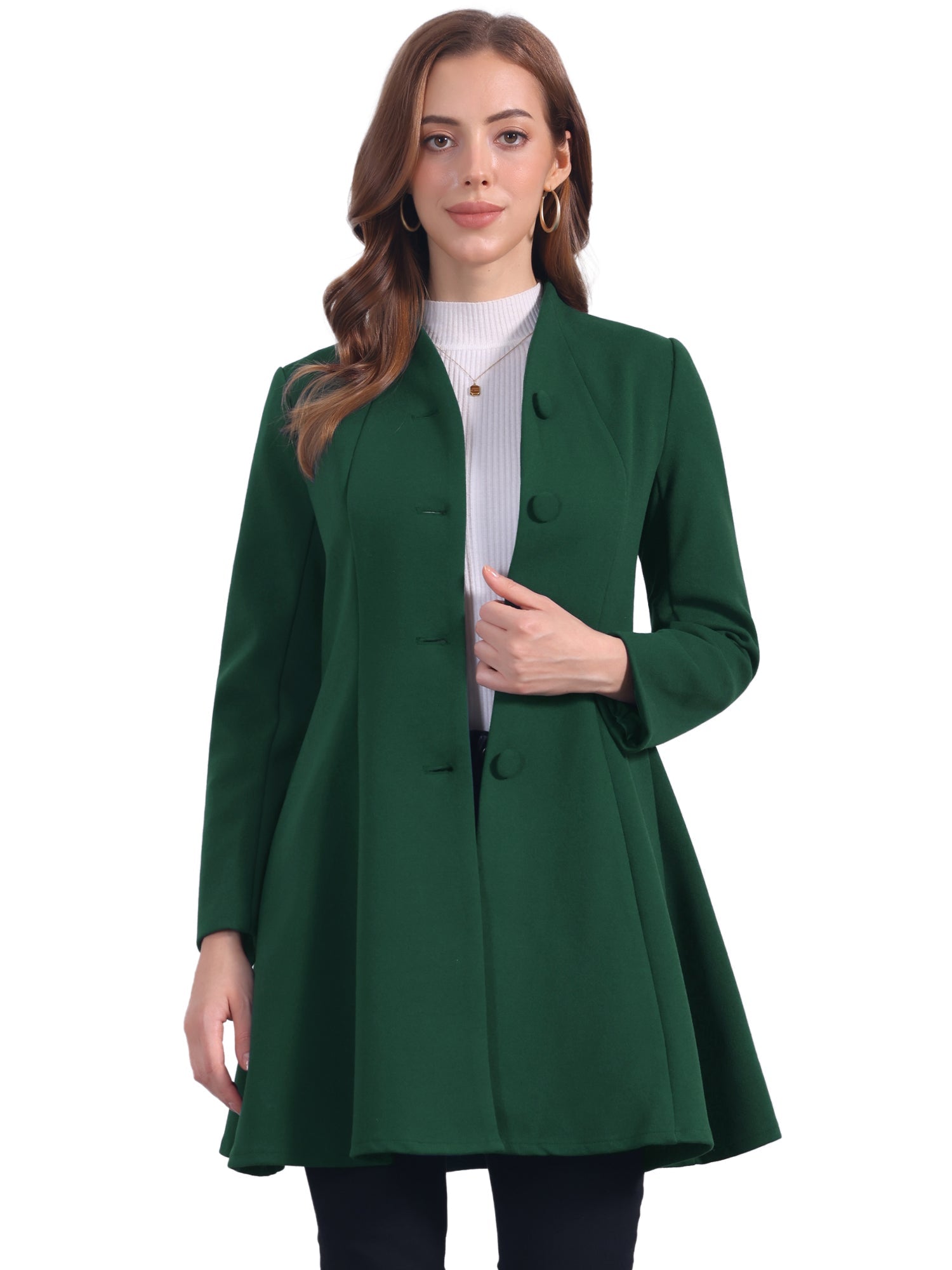 Single Breasted Long Sleeve Mid-Long Winter A Line Pea Coat