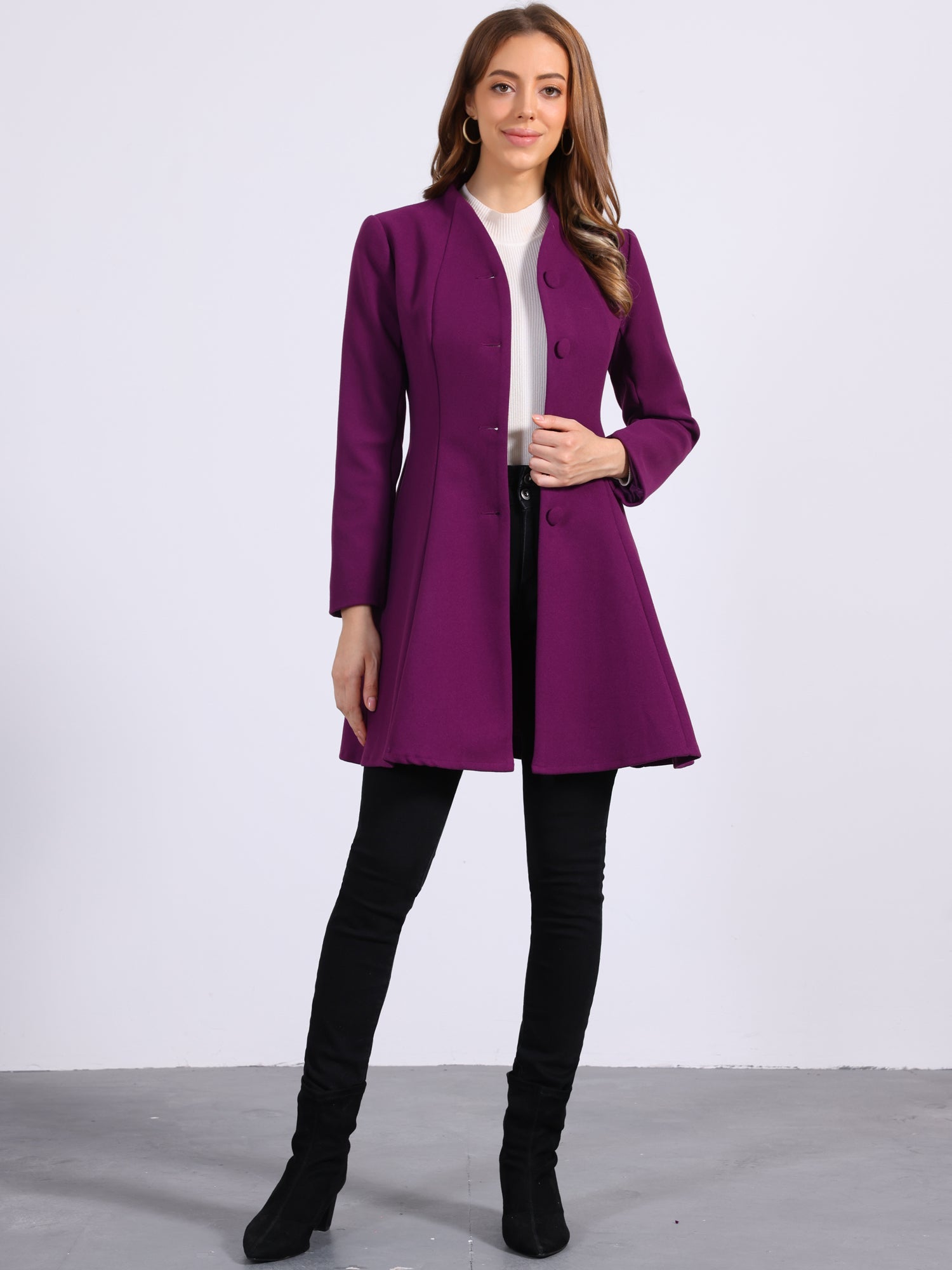 Single Breasted Long Sleeve Mid-Long Winter A Line Pea Coat