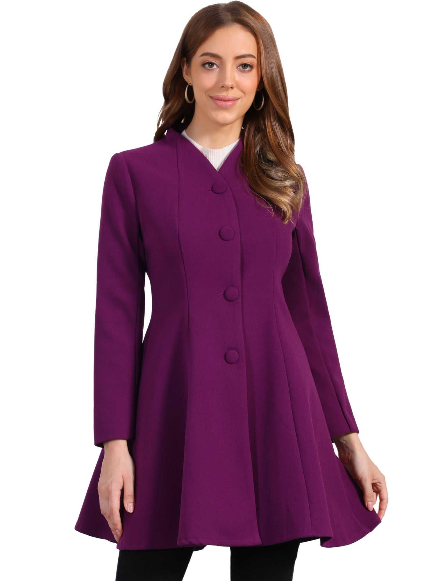 Single Breasted Long Sleeve Mid-Long Winter A Line Pea Coat