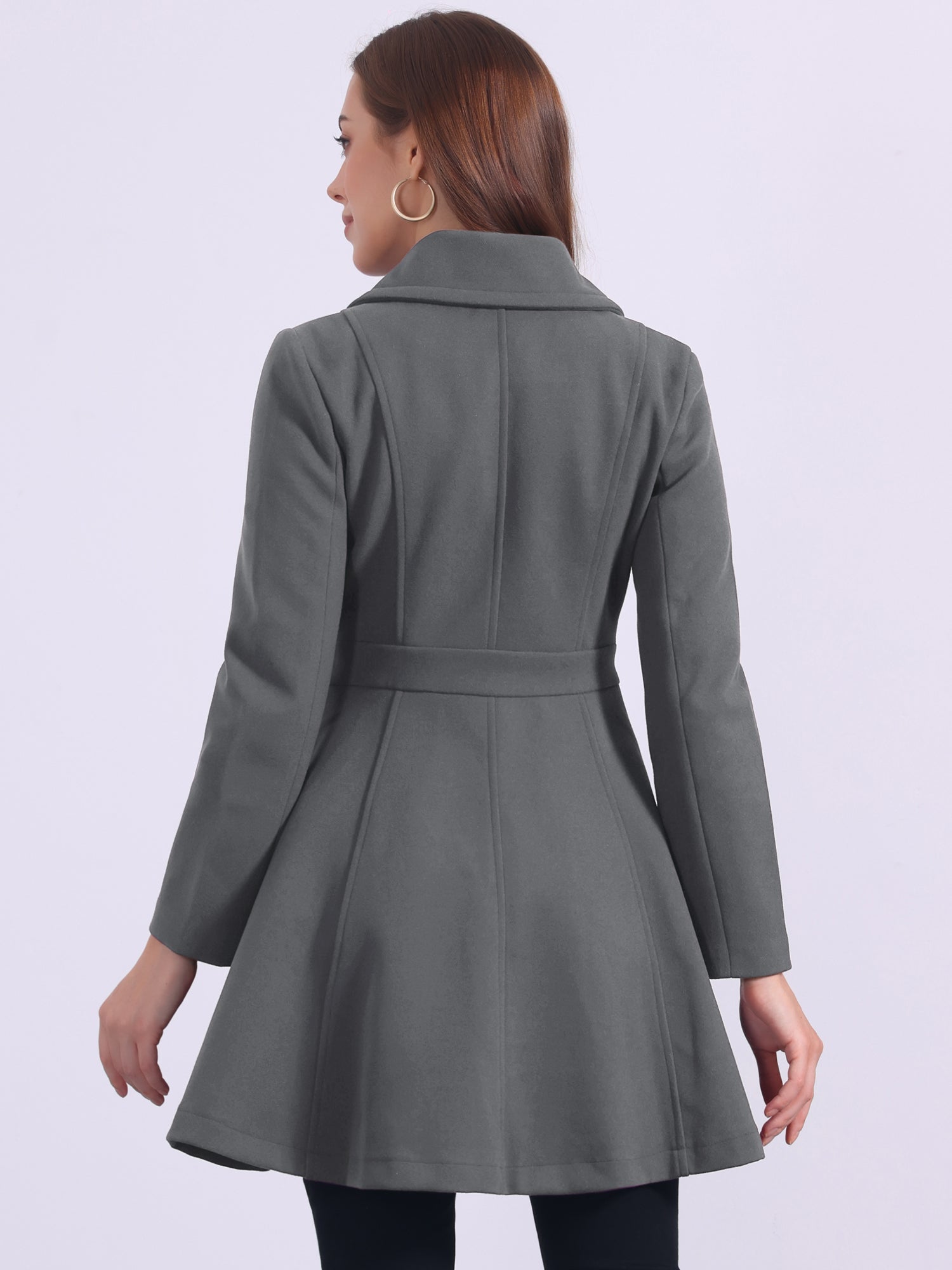 Winter Long Lapel Collar Contrast Double Breast Coat