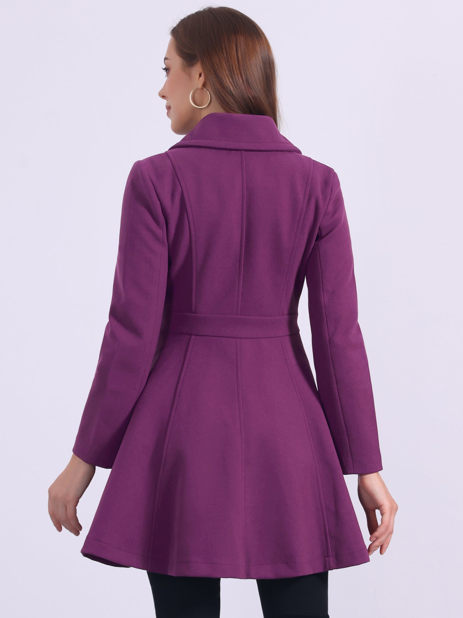 Winter Long Lapel Collar Contrast Double Breast Coat