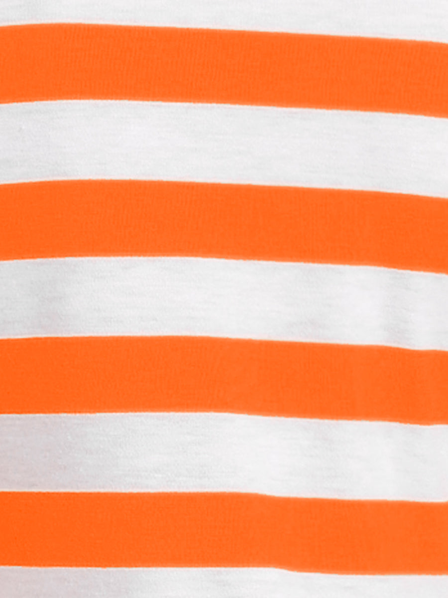 Striped 3/4 Sleeve Round Neck Casual T-Shirt
