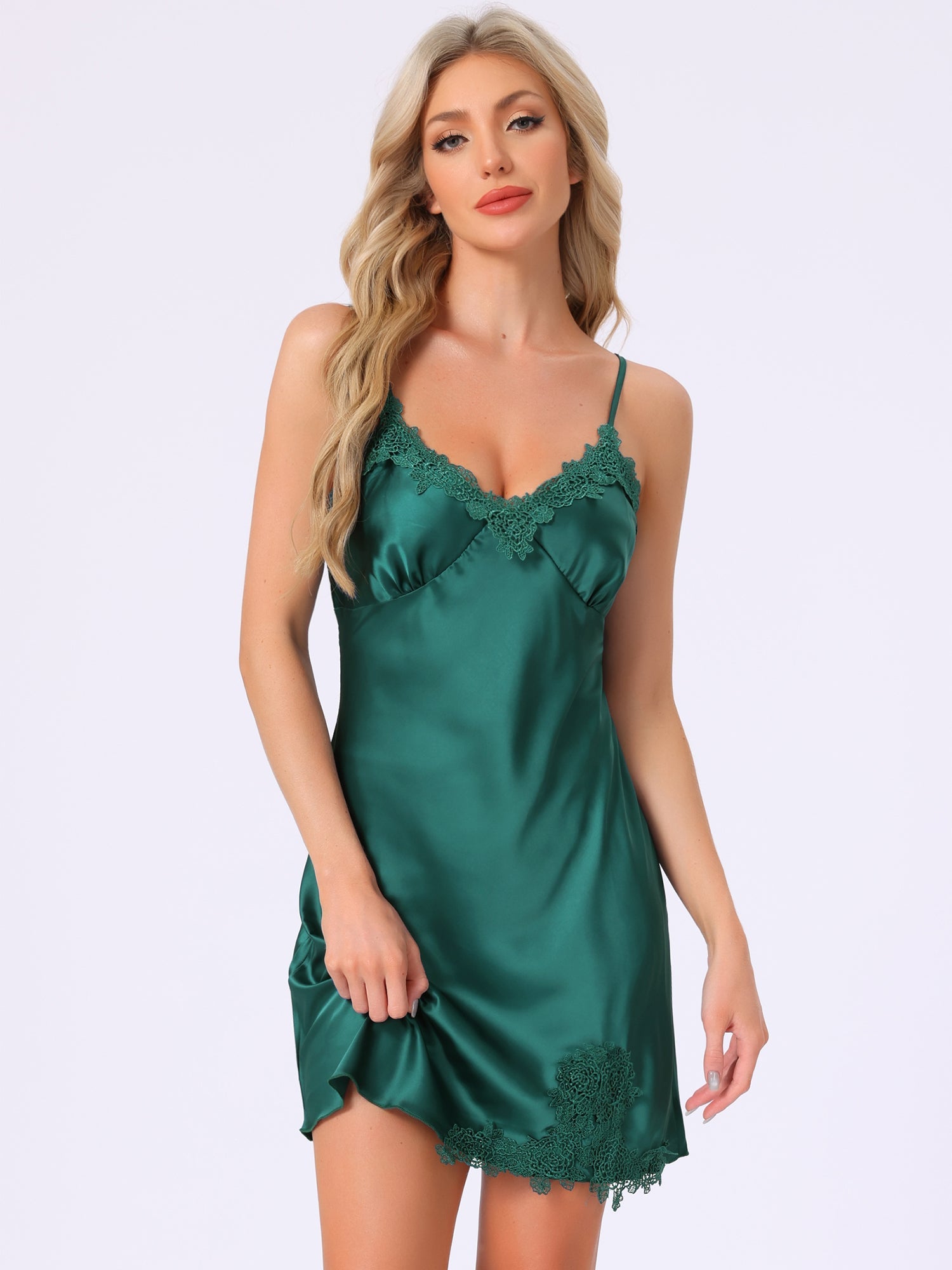Satin Pajama Cami Dress Sleepwear Spaghetti Strap Lounge Nightgown