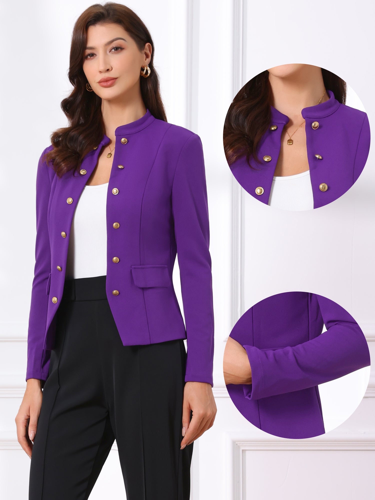 Open Front Blazers Casual Long Sleeve Buttons Office Suit Jacket