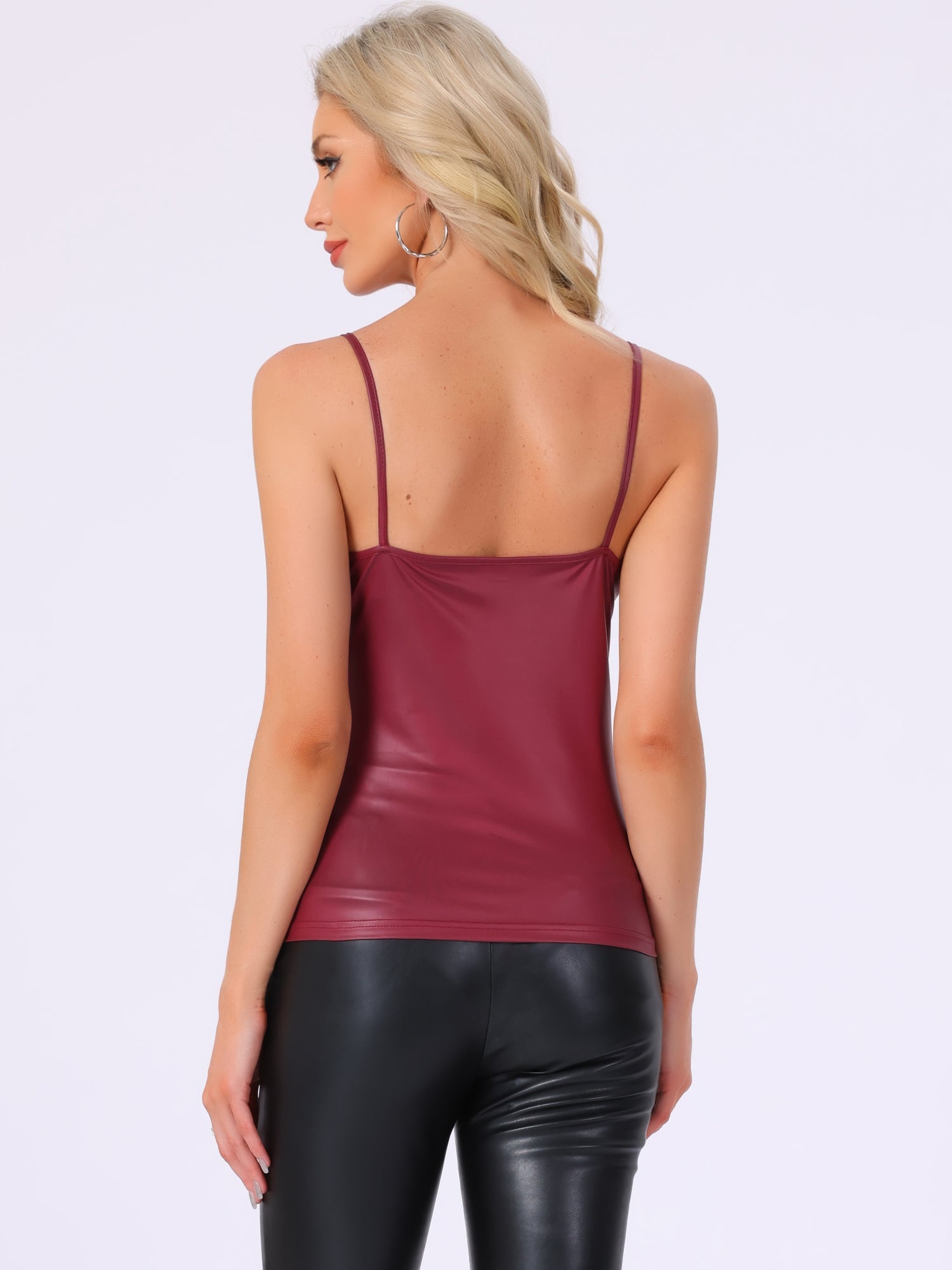 Holographic Cami Top Sleeveless Club Party Slim Fit Metallic Shirt