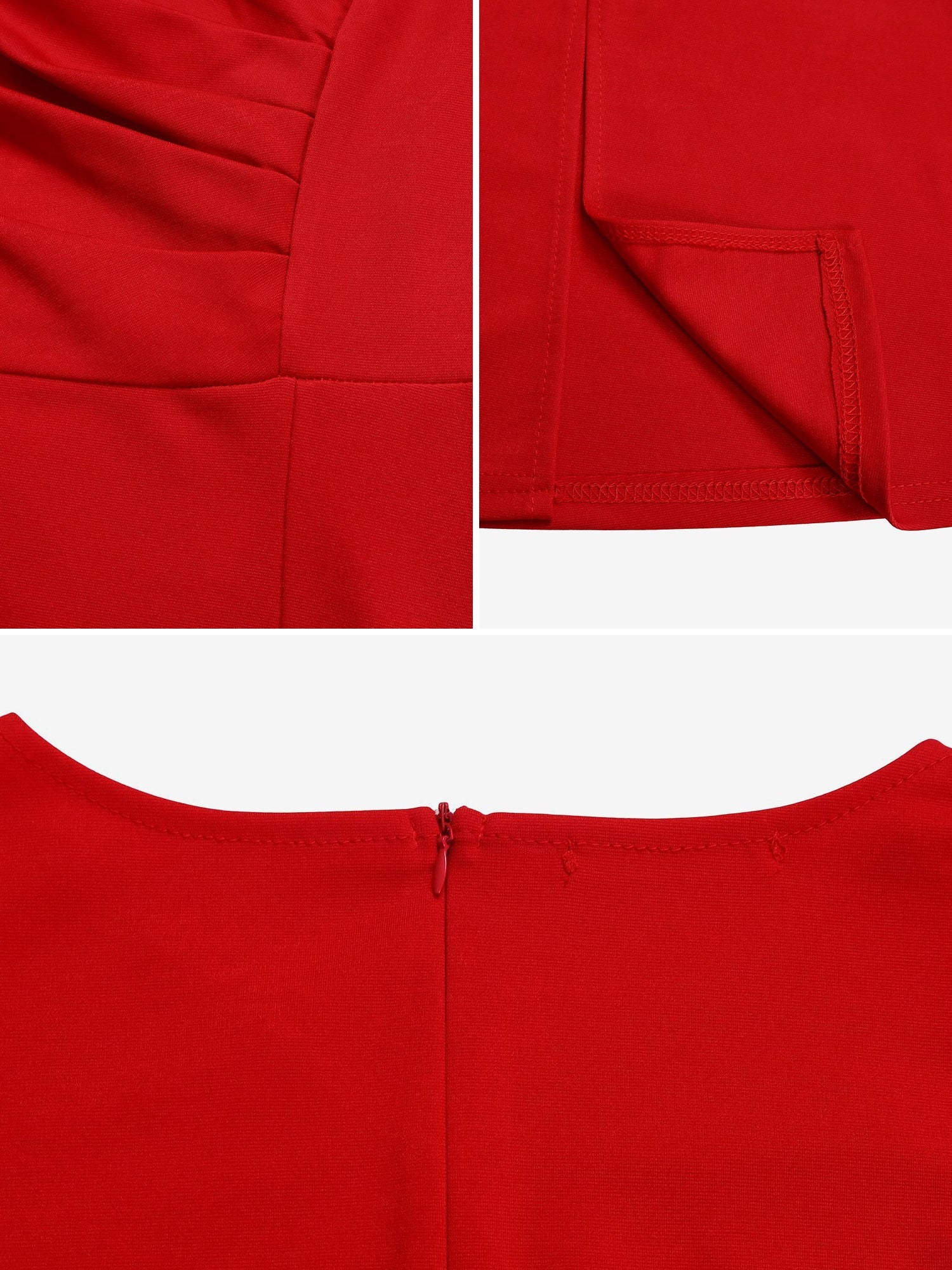 Solid Color Puff Sleeves Ruched Belted Midi Dress