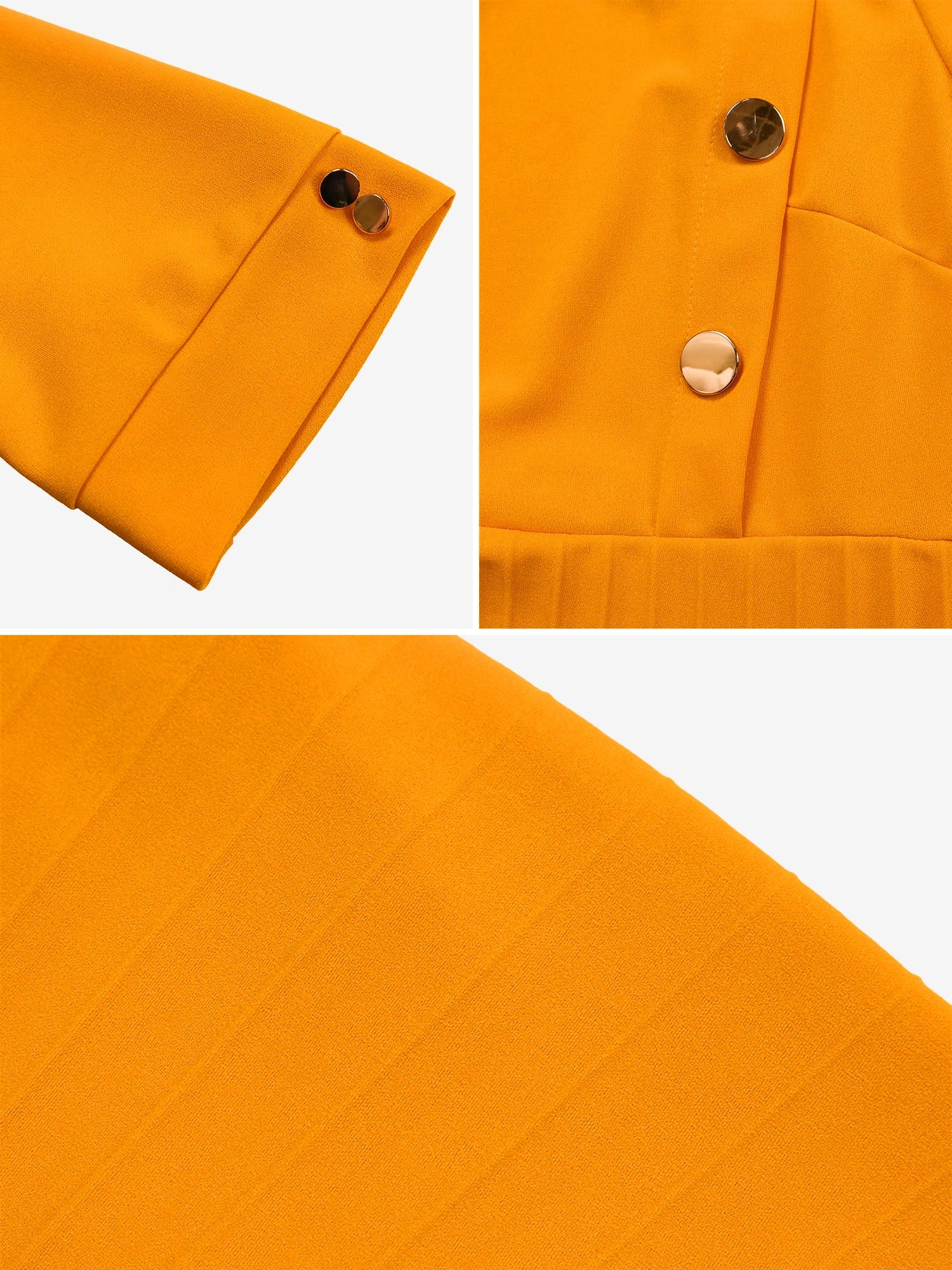 Solid Color Pleated Button Decor Belted Dress