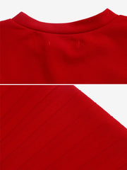 Solid Color Pleated Button Decor Belted Dress