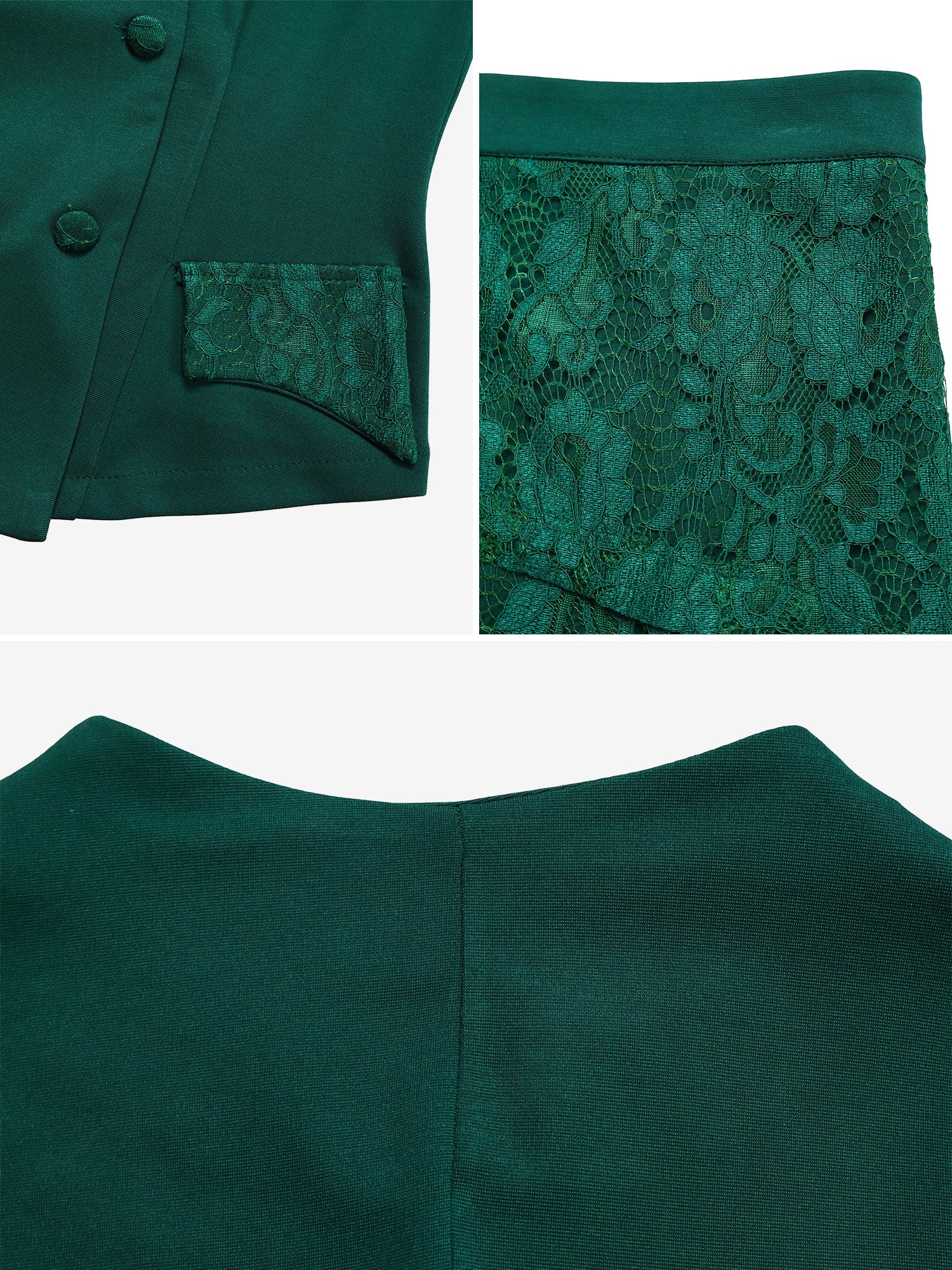2 Pieces 3/4 Sleeves Blazer & Lace Ruffled Midi Pencil Skirt Set