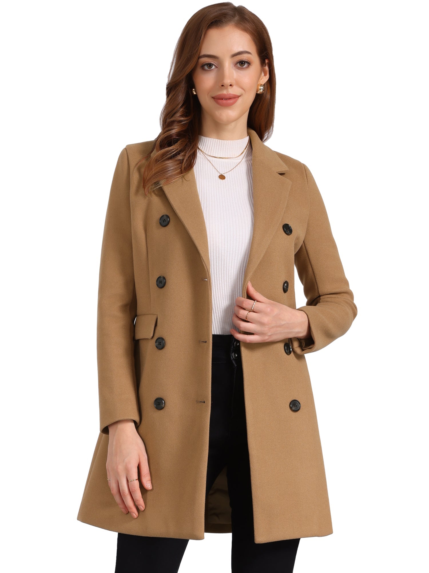 Winter Long Sleeve Notched Lapel Double Breasted Trench Coat