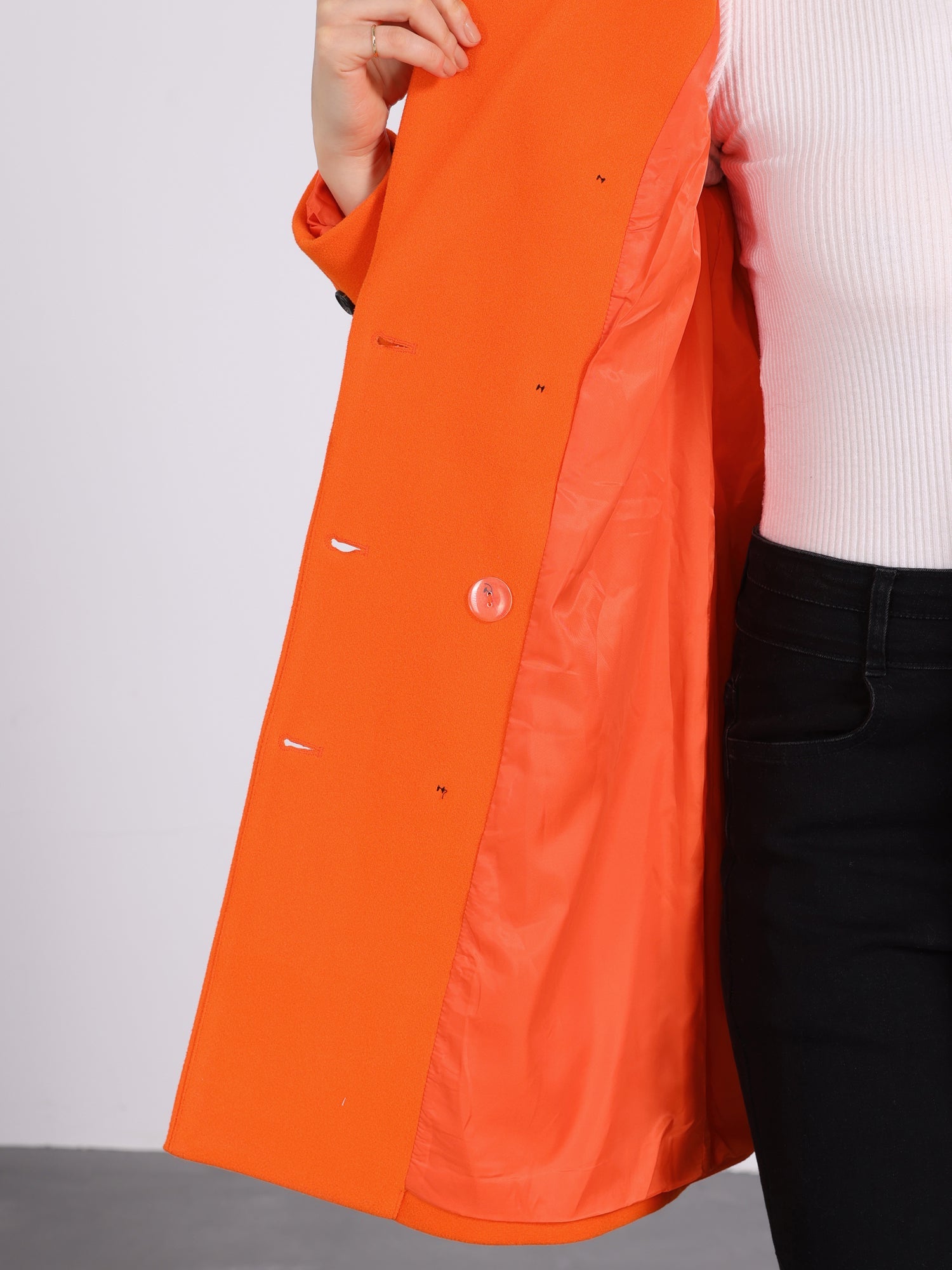 Winter Long Sleeve Notched Lapel Double Breasted Trench Coat