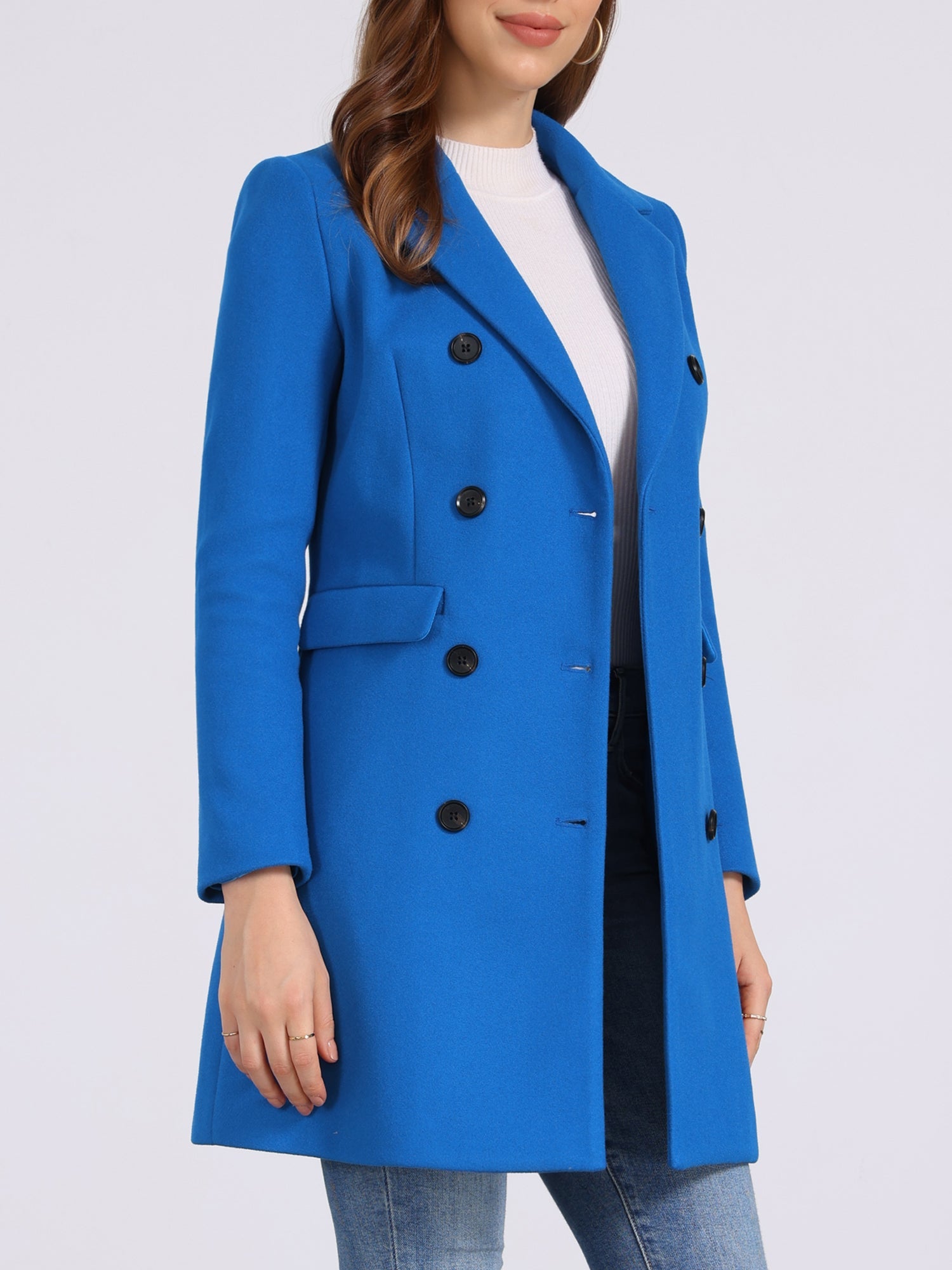 Winter Long Sleeve Notched Lapel Double Breasted Trench Coat