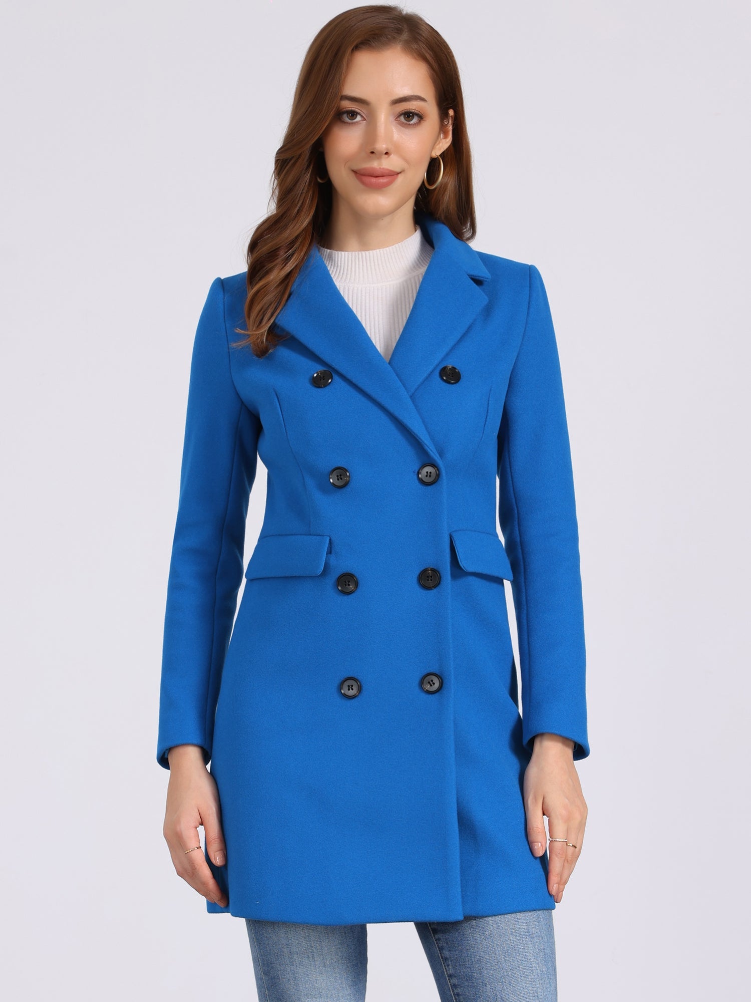 Winter Long Sleeve Notched Lapel Double Breasted Trench Coat