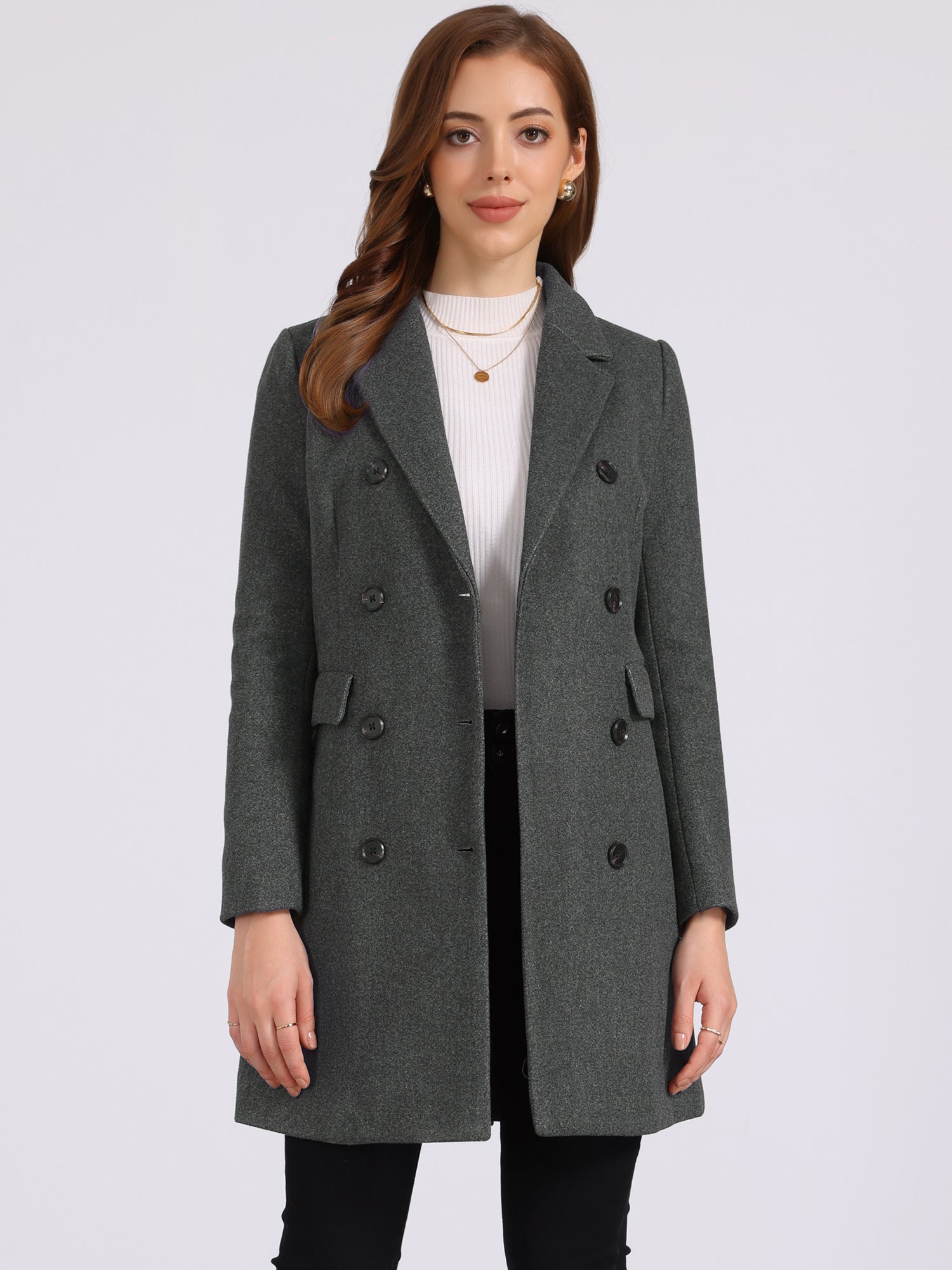 Winter Long Sleeve Notched Lapel Double Breasted Trench Coat
