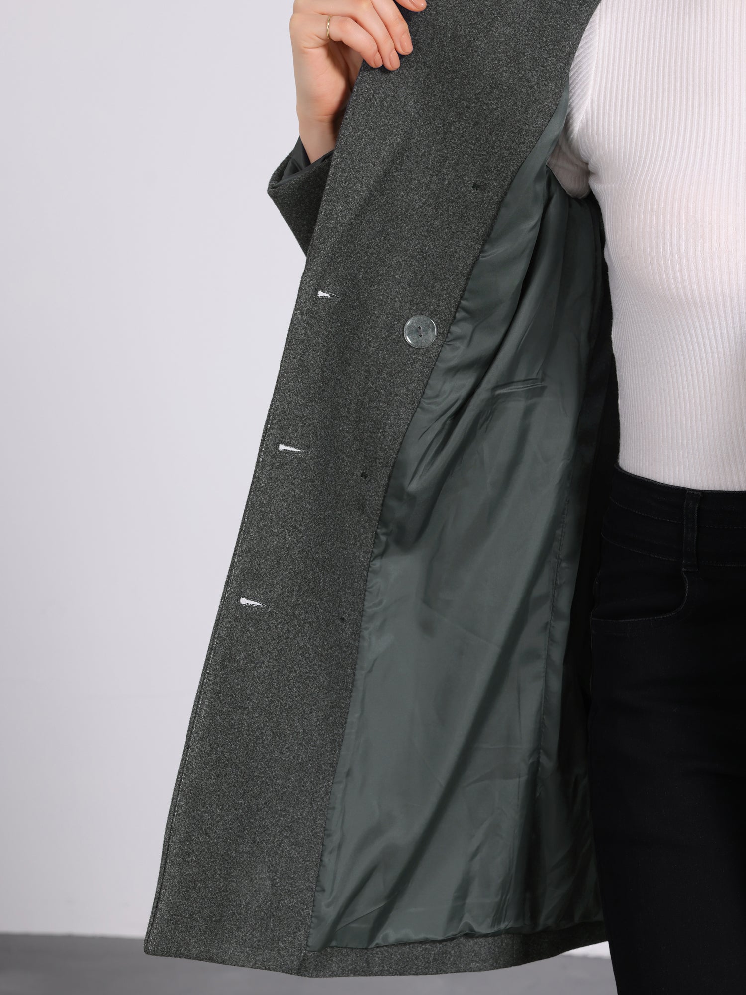 Winter Long Sleeve Notched Lapel Double Breasted Trench Coat