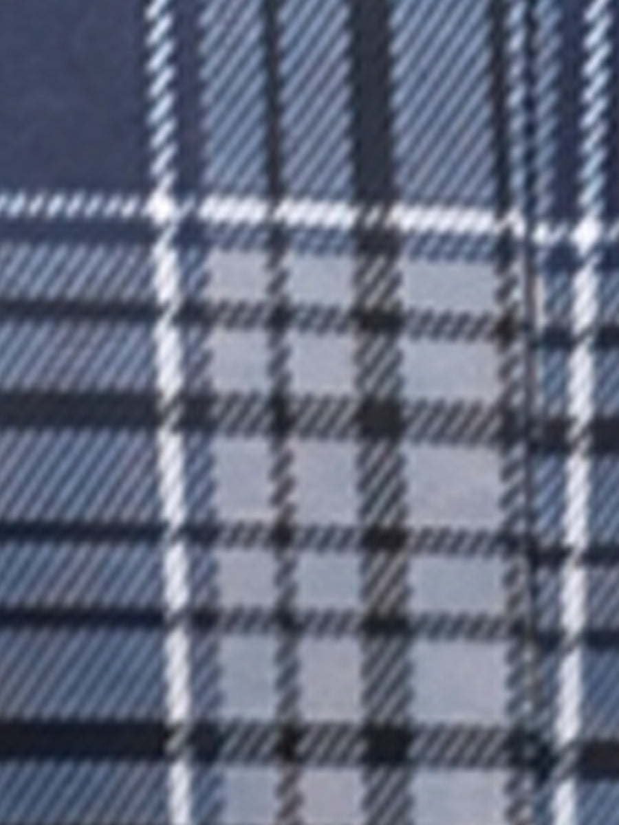 Peter Pan Collar Contrast Color Button Decor Plaid Dress