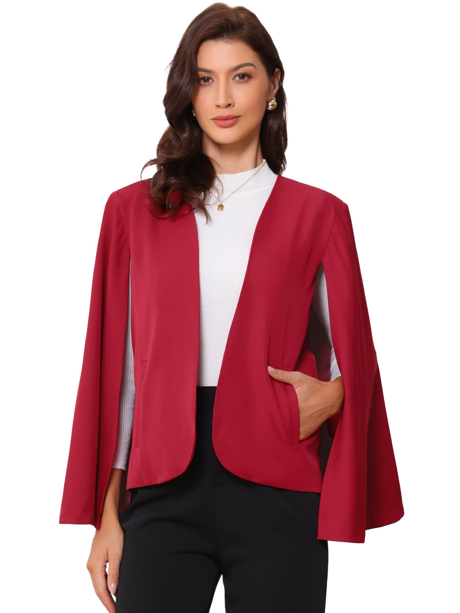 Cape Sleeve Business Work Open Front Jacket Blazer