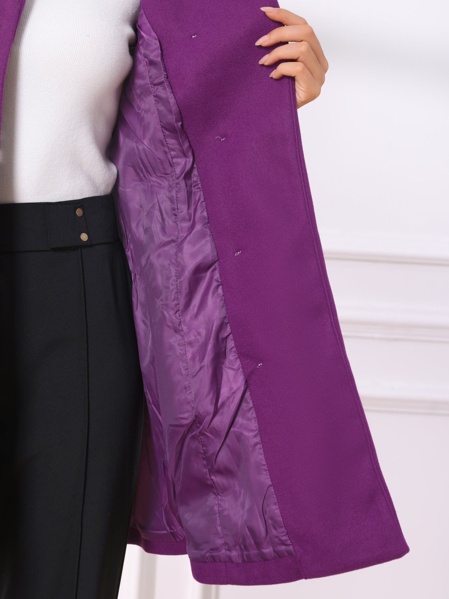 Lapel Double Breasted Slant Pocket Button Belted Pea Coats