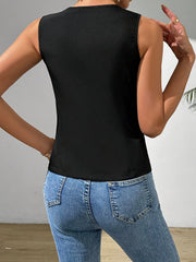 Solid Color Button Down Sleeveless Vest