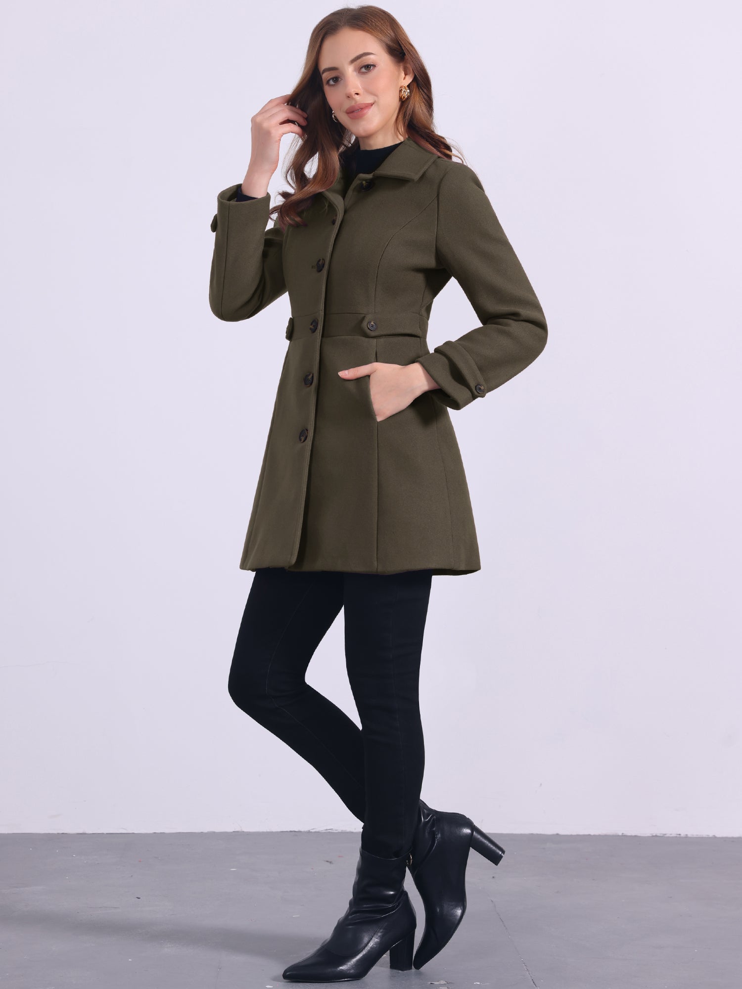 Classic Outwear Overcoat with Pockets Single Breasted Winter Coat