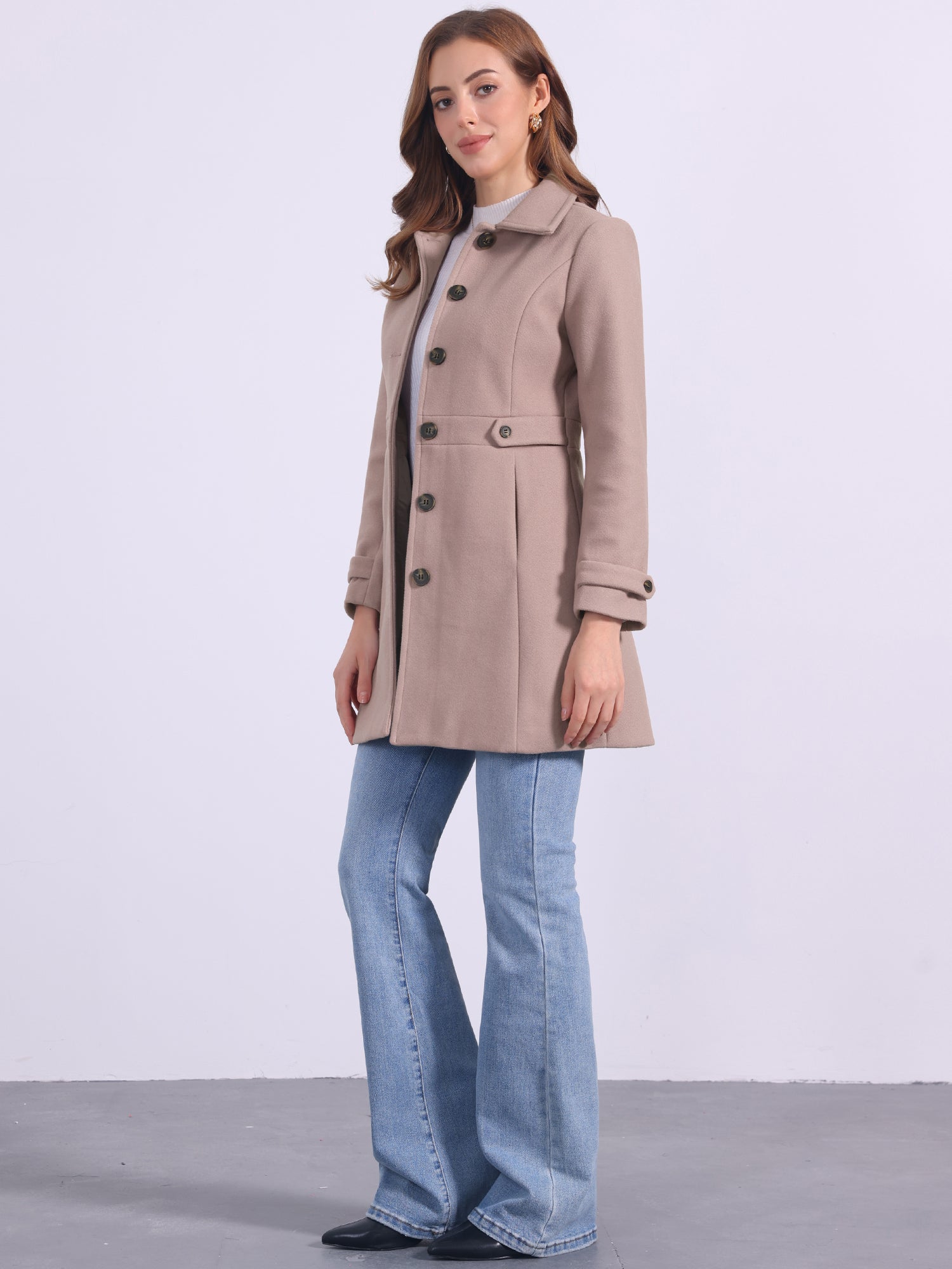Classic Outwear Overcoat with Pockets Single Breasted Winter Coat